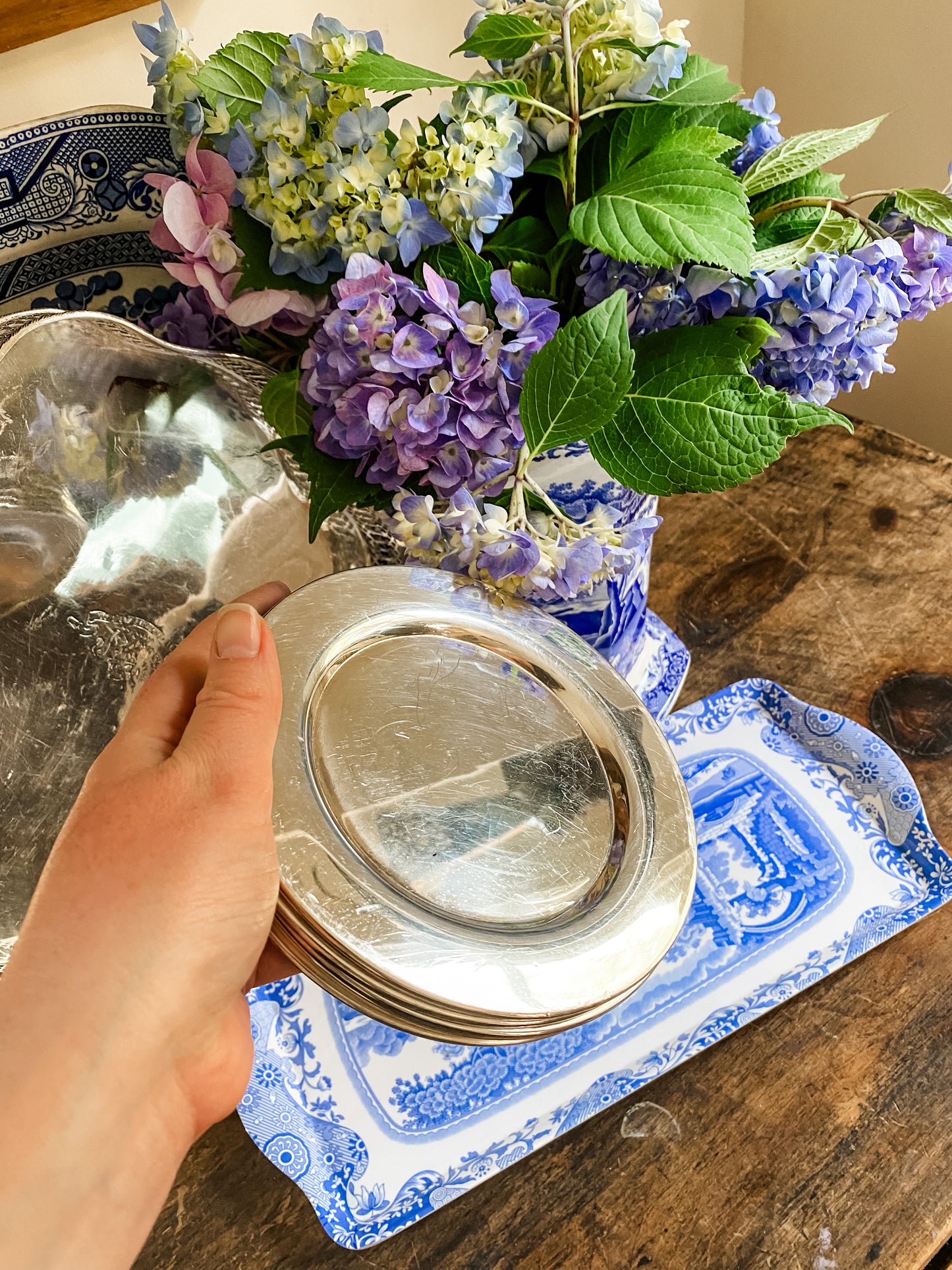 Set of 6 Silver Plate Appetizer Plates