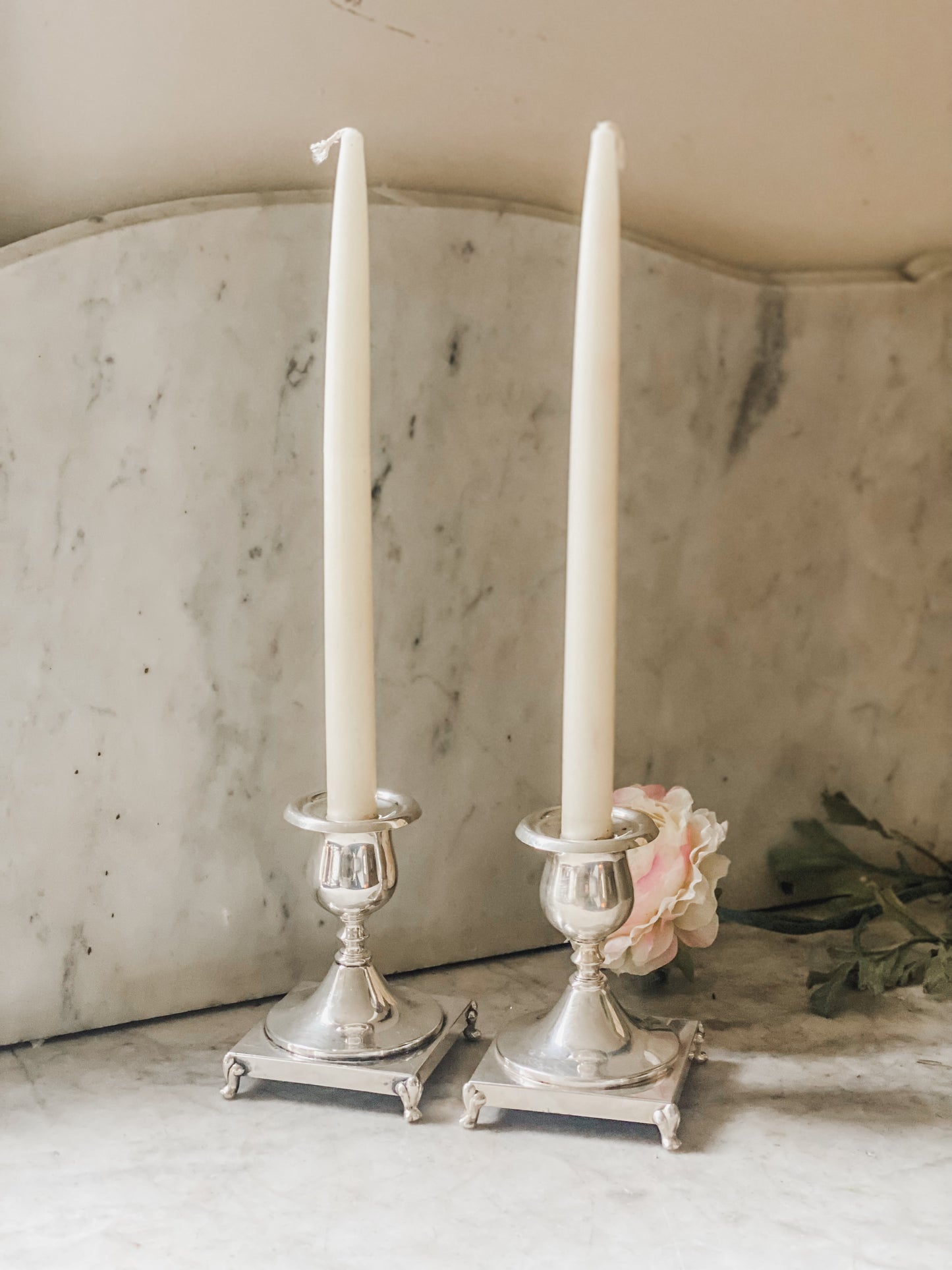 Pair of Elegant Candlesticks by Crescent Silver