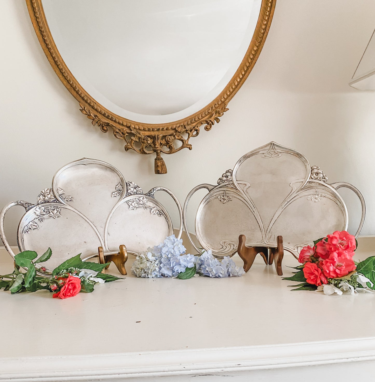 Pair of Art Noveau Unique Antique Trays