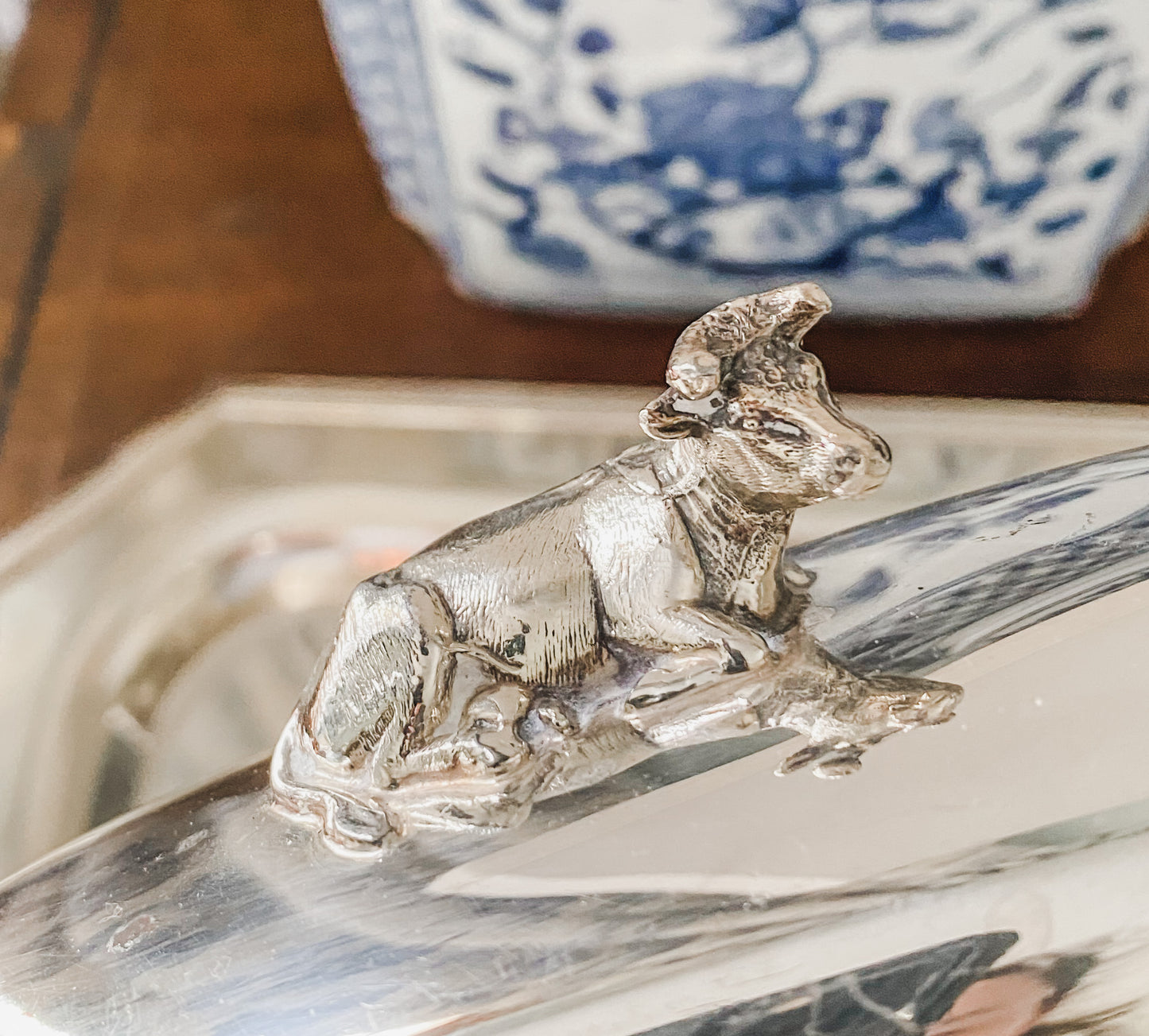 Butter Dish with Adorable Cow Handle