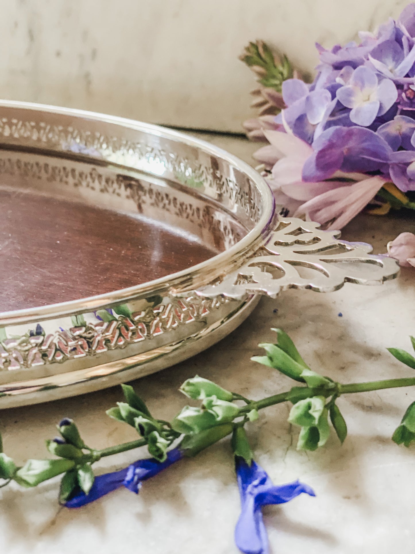 Lovely Antique Reticulated Tray with Pierced Handles