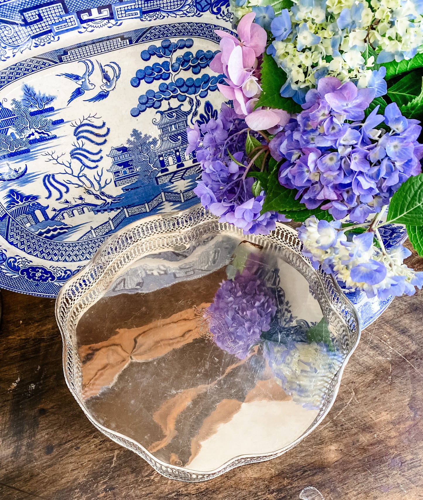 Stunning Antique Gallery Tray