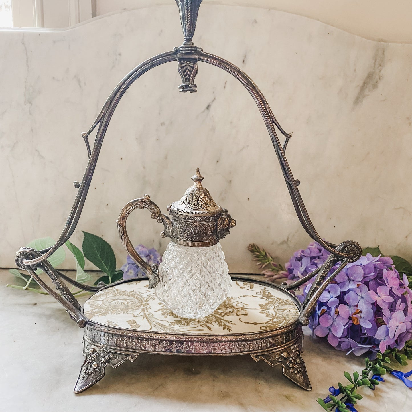Antique Syrup Decanter with Lion Head