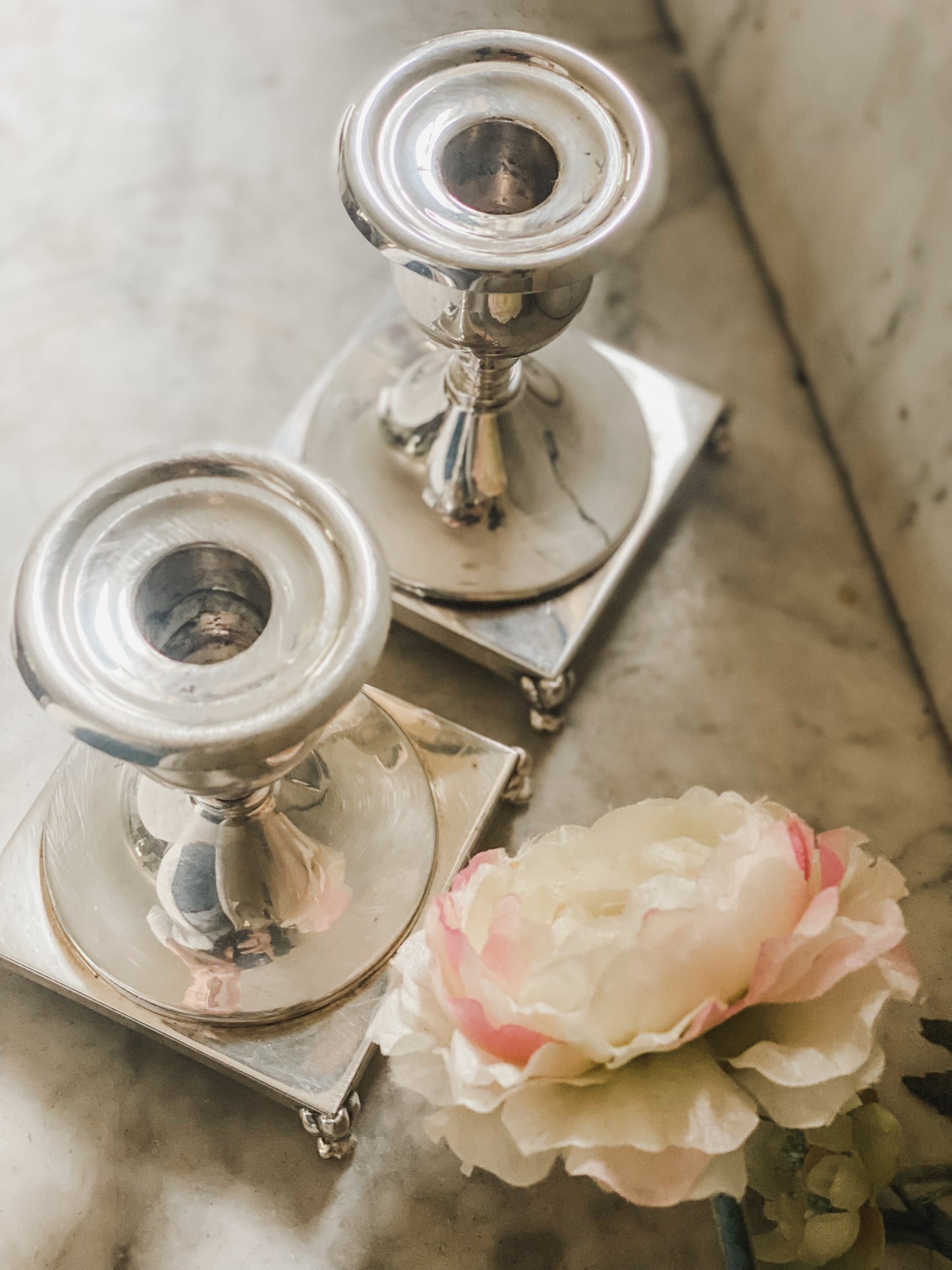 Pair of Elegant Candlesticks by Crescent Silver