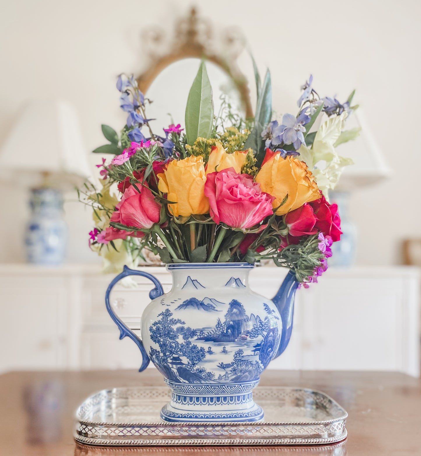 Wonderful Sheffield Gallery Tray with Etched Design