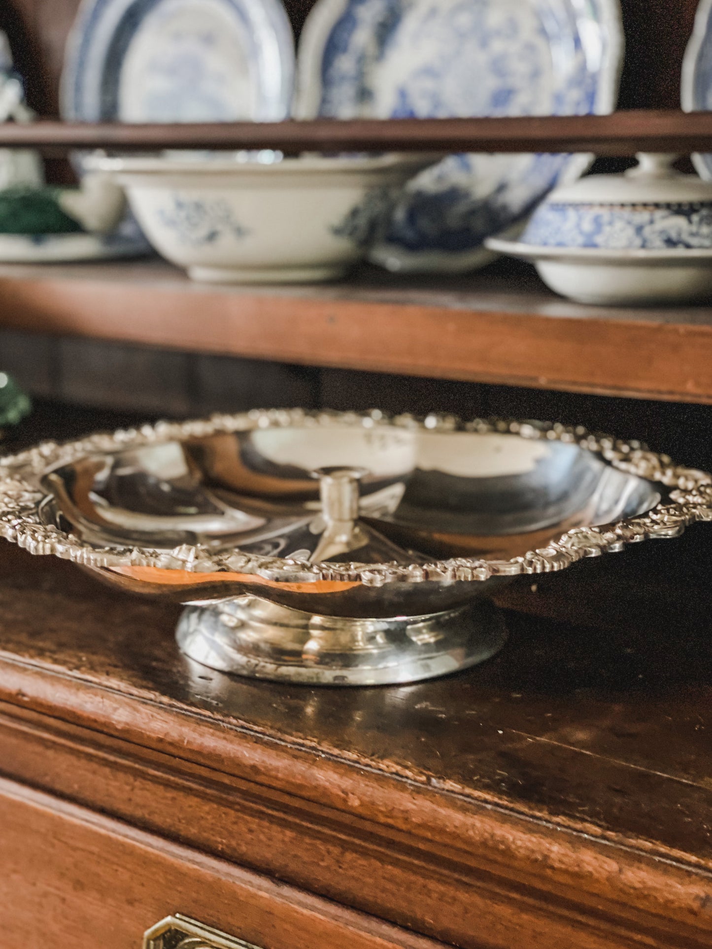 Impressive Pedestal Tray with Toothpick Holder