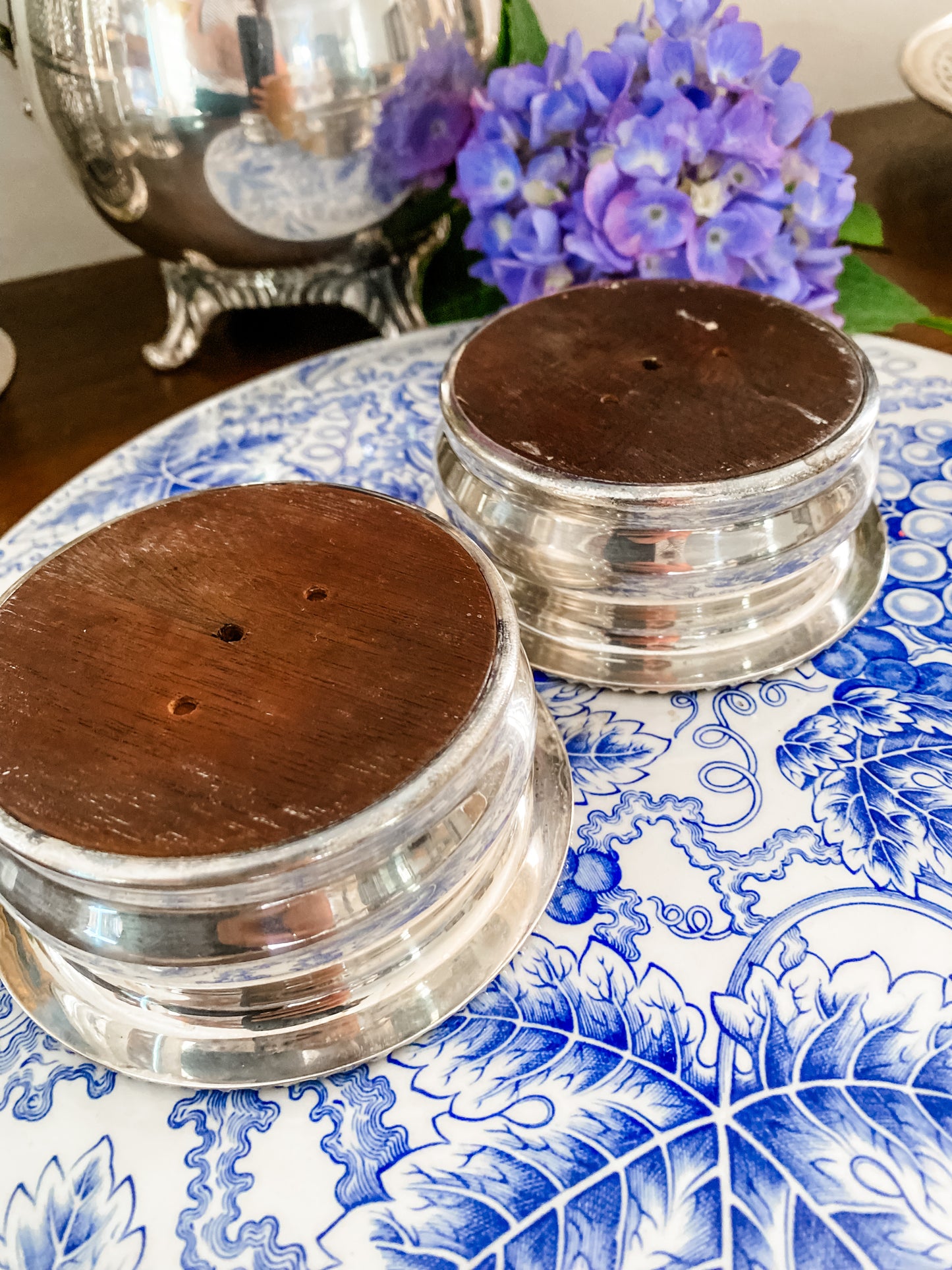 Antique Silver Bottle Coasters