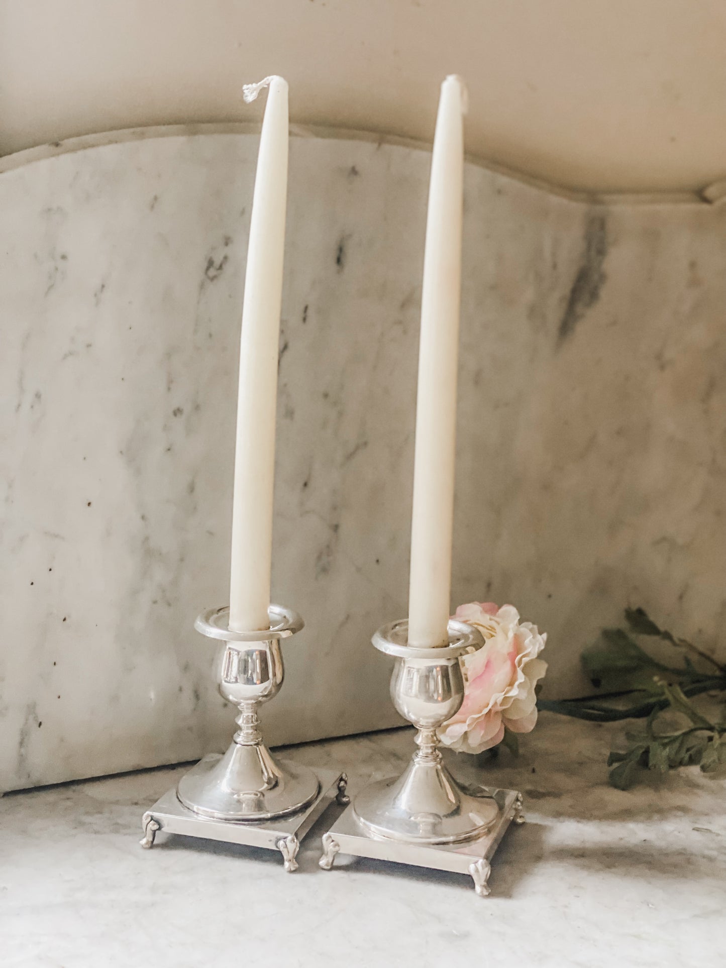 Pair of Elegant Candlesticks by Crescent Silver