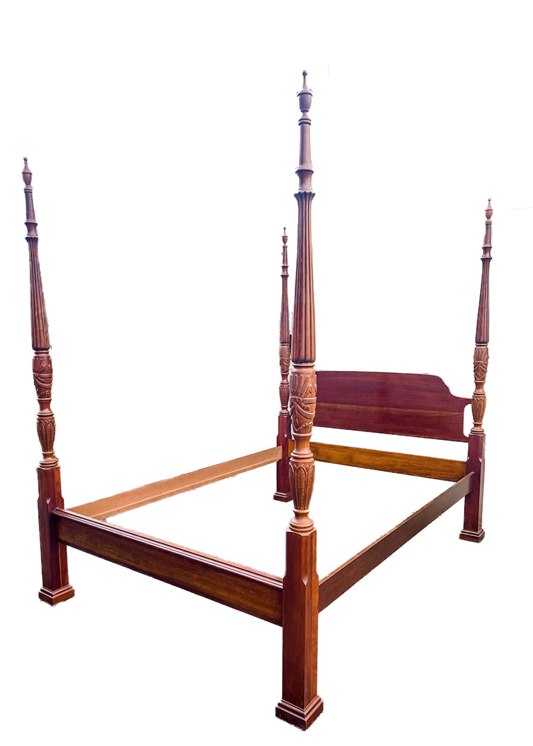 Queen Sized Rice Carved 4 Poster Bed