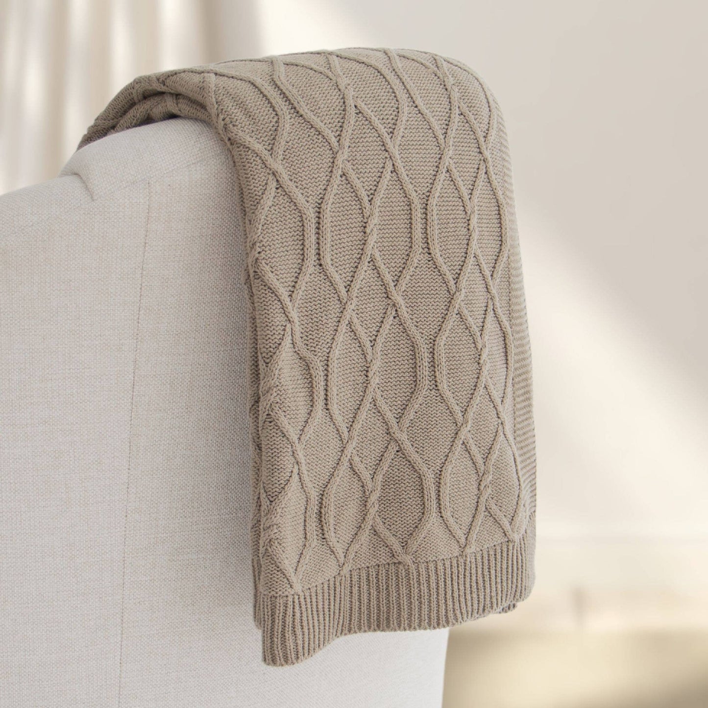Beautiful Chunky Diamond Knit Cotton Throw - NEW!