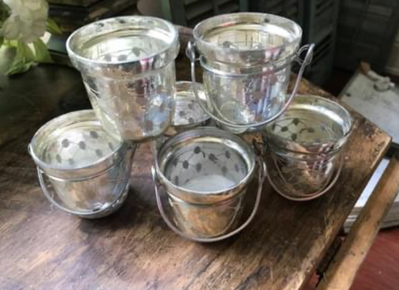 Beautiful Set of 6 Mercury Glass Votive Candle Holders