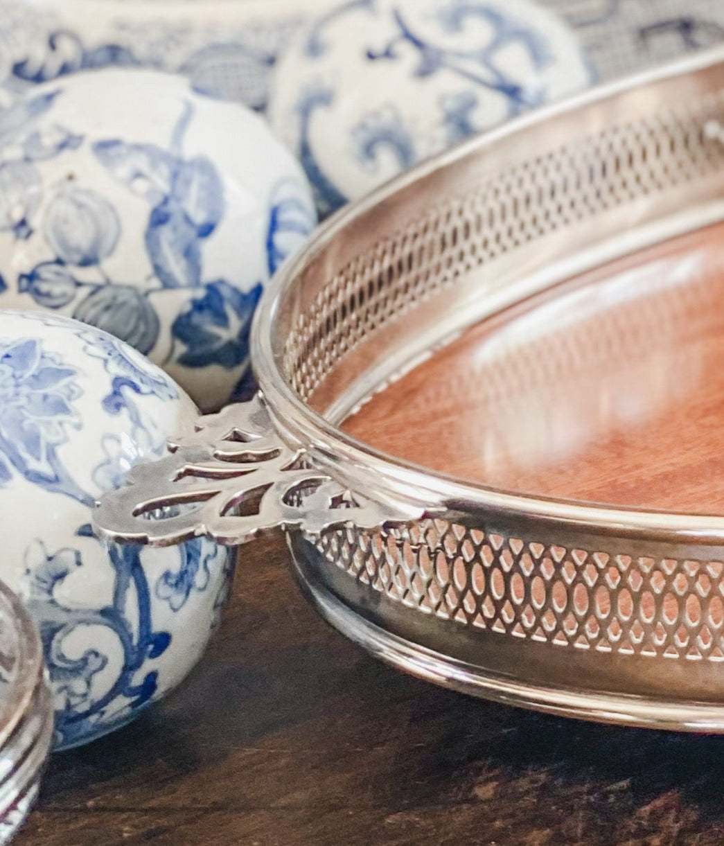 Large Gallery Tray with Pierced Sides and Handles