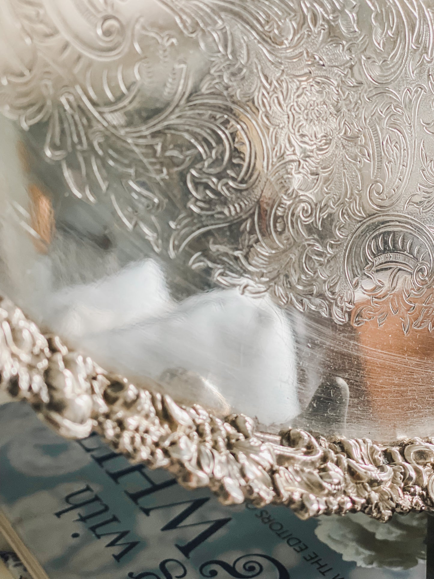 Rare Antique Barker Ellis Tray with Unique Floral Trim