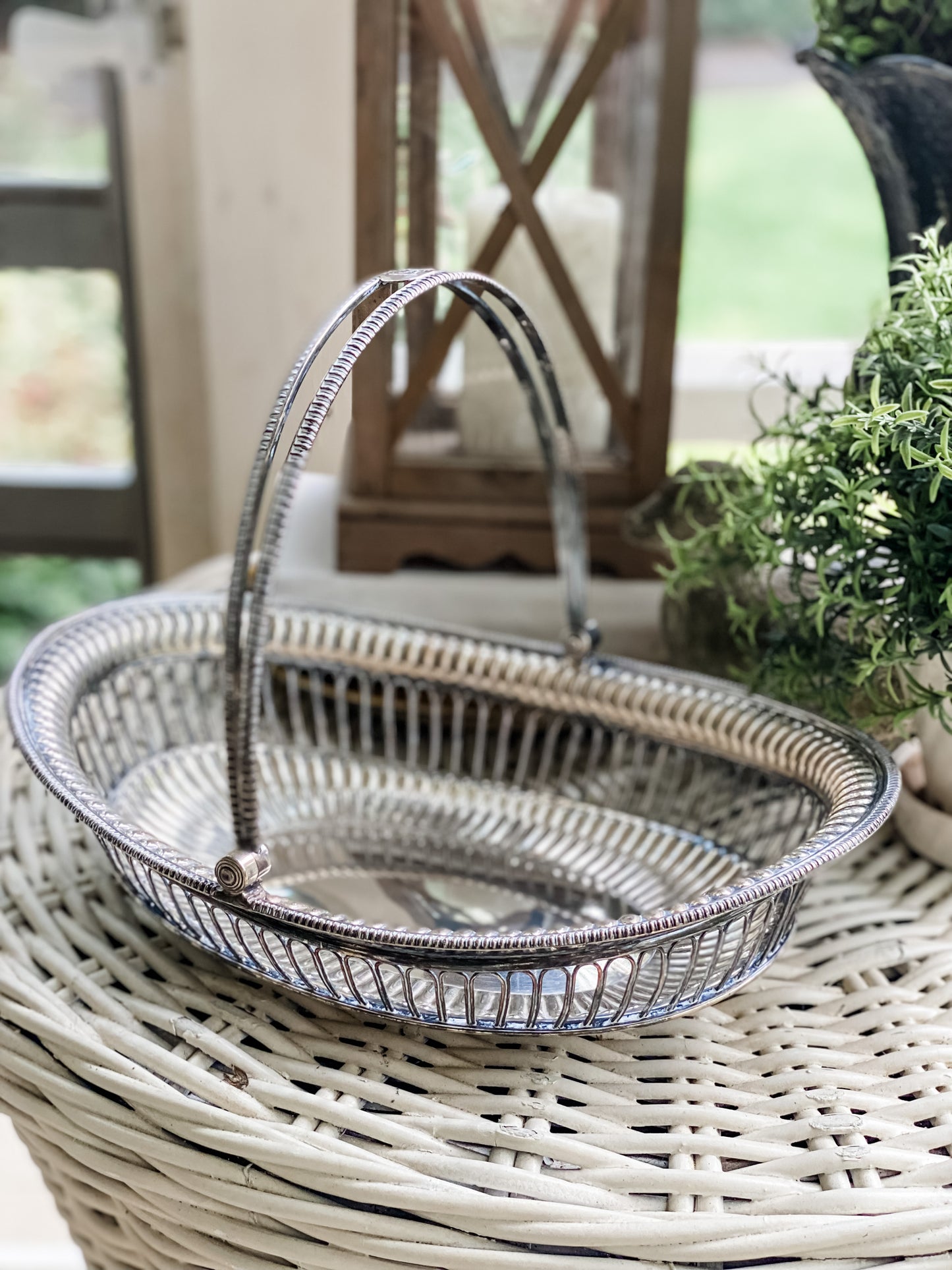 Antique Lion-Handled Basket