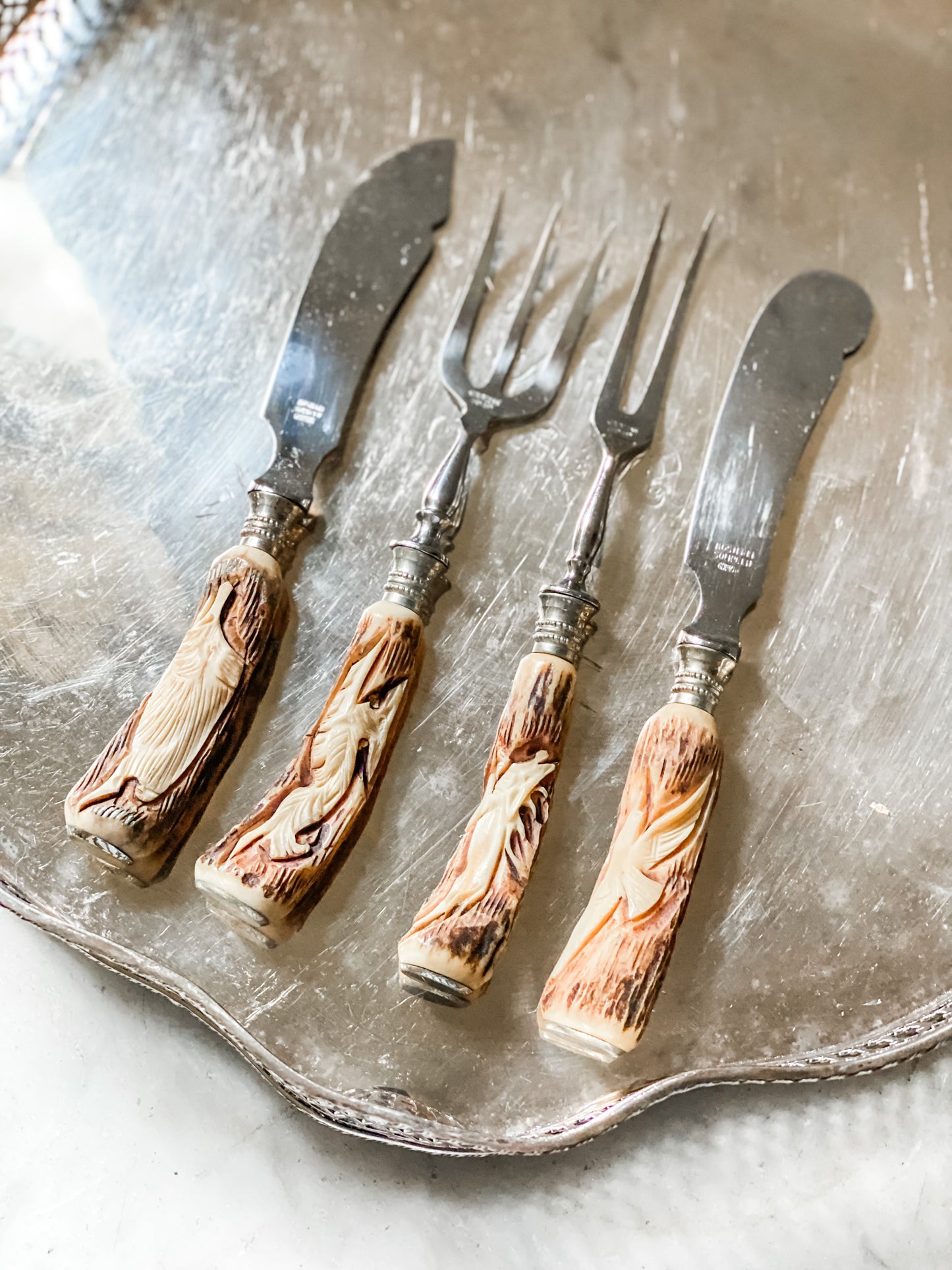 Vintage German Stag Horn Handled Cutlery