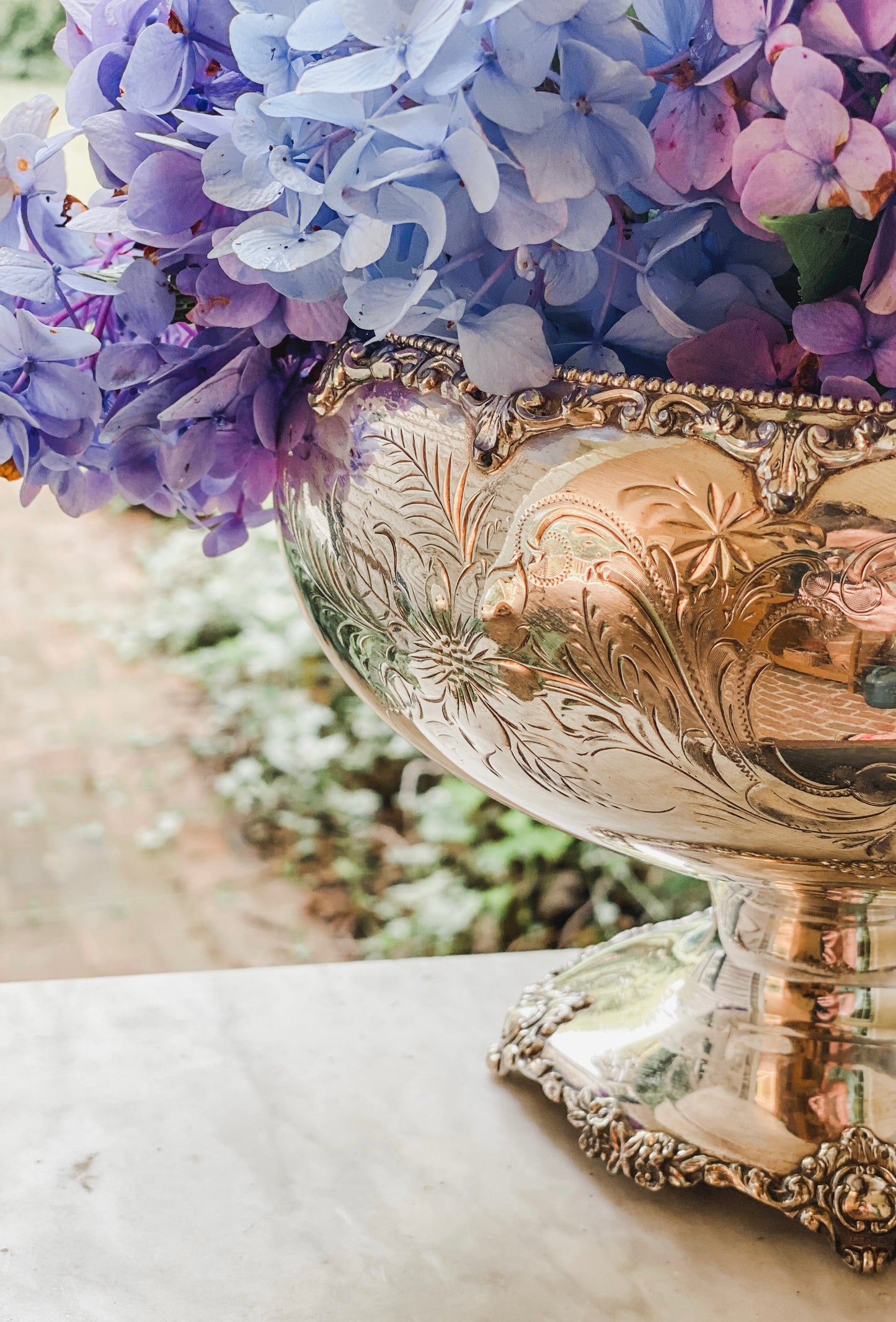 Tremendous Antique Quadrupleplate Pedestal Bowl