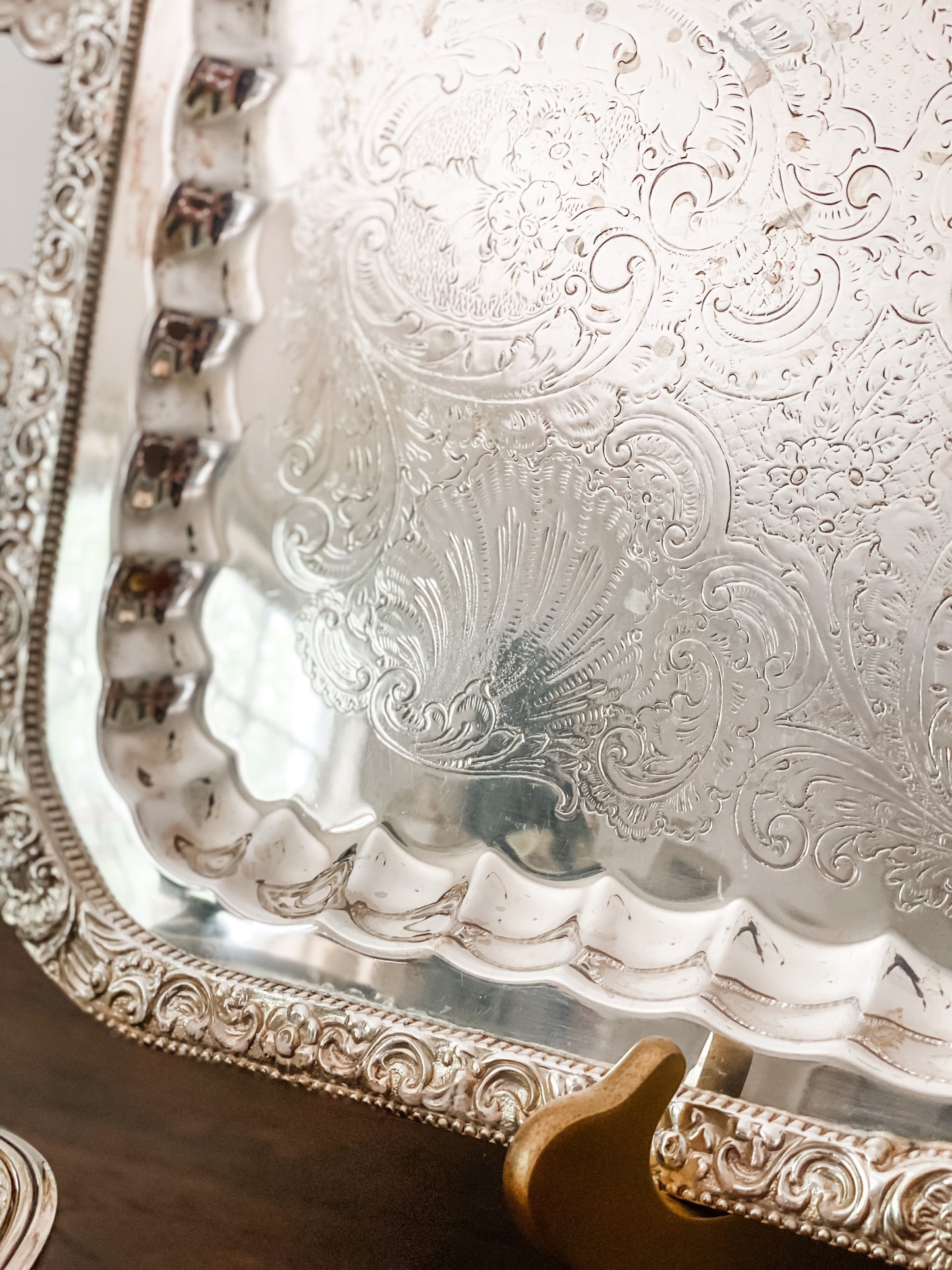 Gorgeous Large Handled Silver Tray