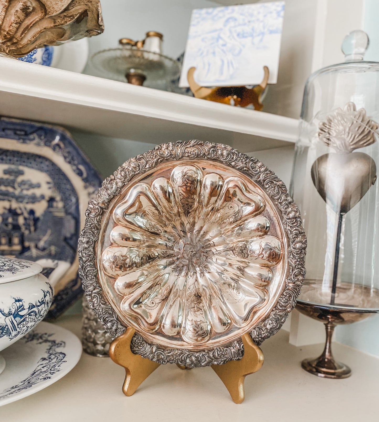Antique Repousse Flower Bowl