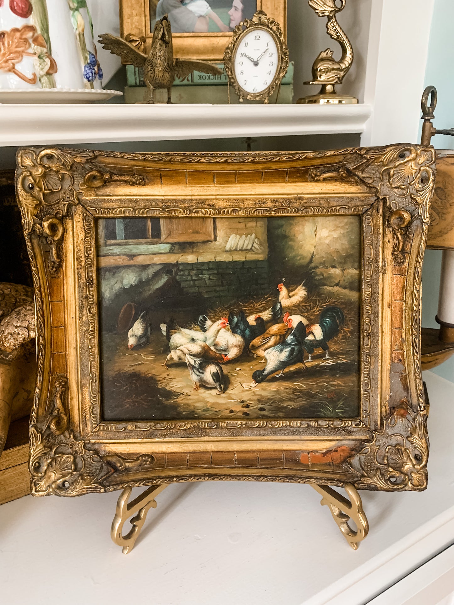 Fabulous Oil Painting of Barnyard Scene