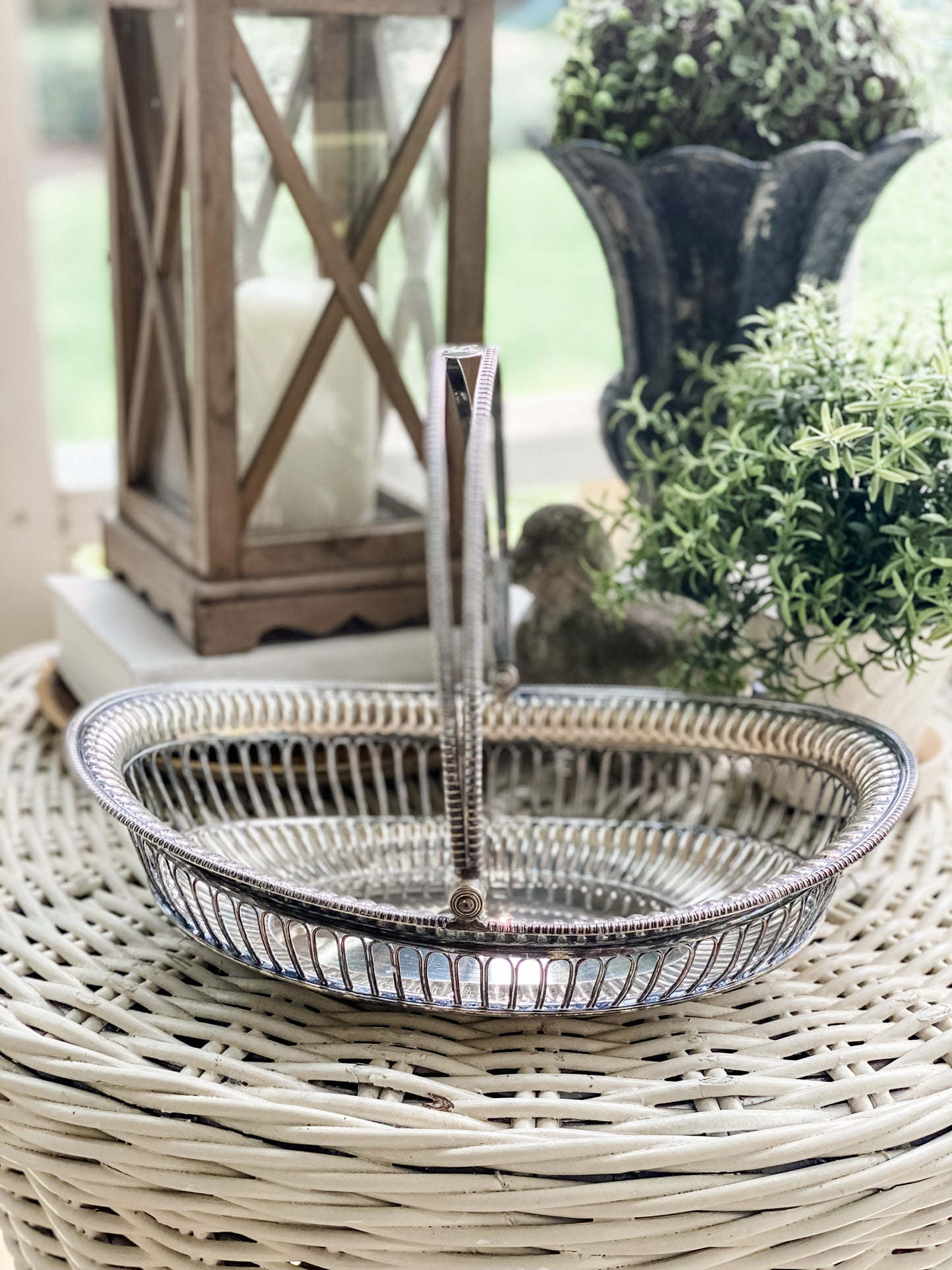 Antique Lion-Handled Basket