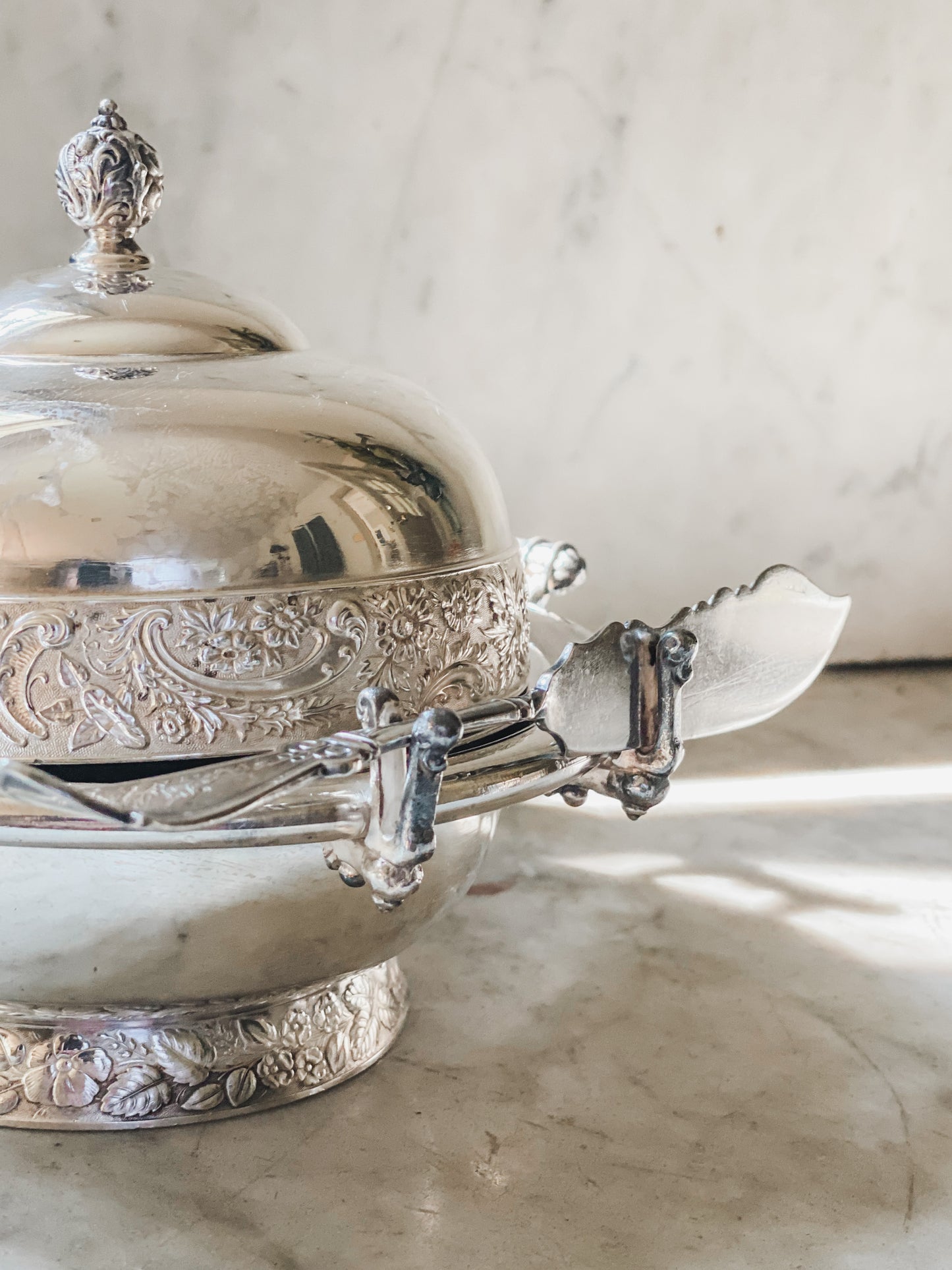 Gorgeous Antique  Butter Dish with Knife