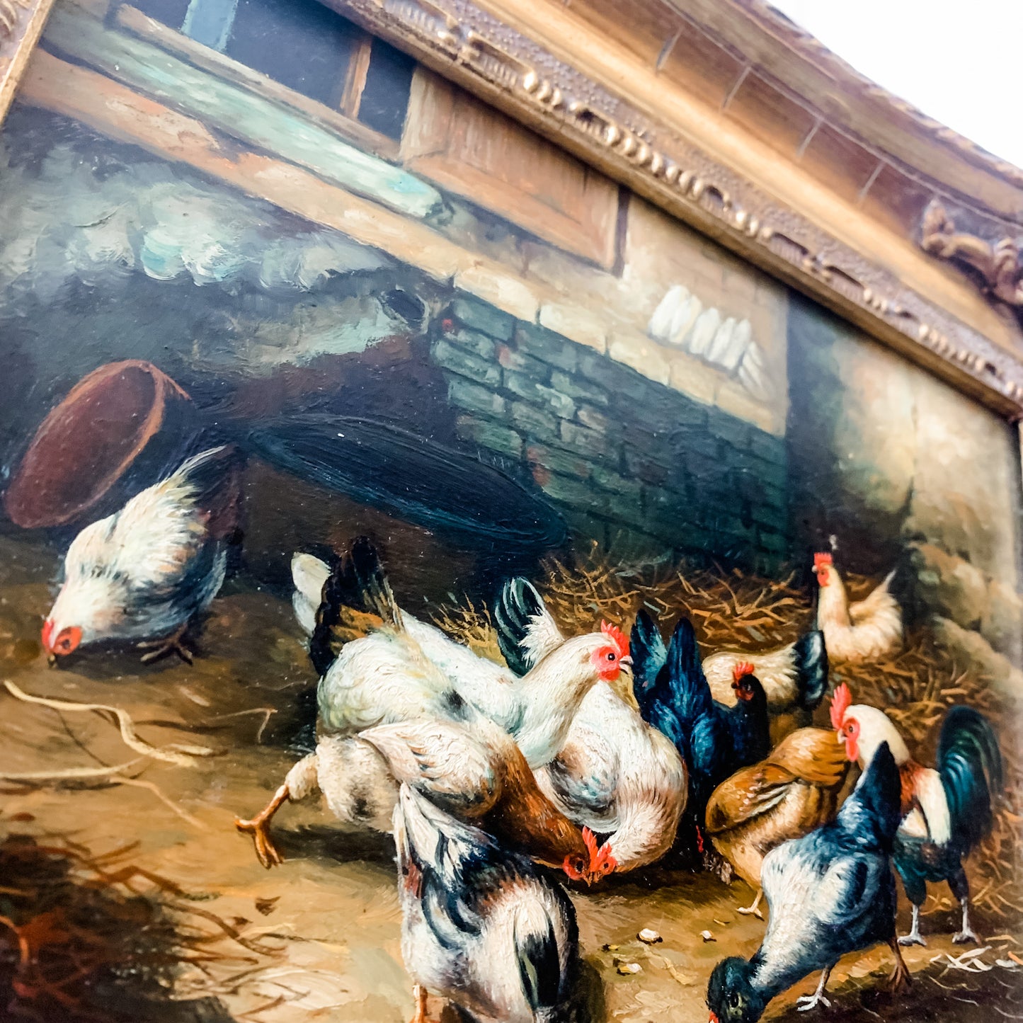 Fabulous Oil Painting of Barnyard Scene