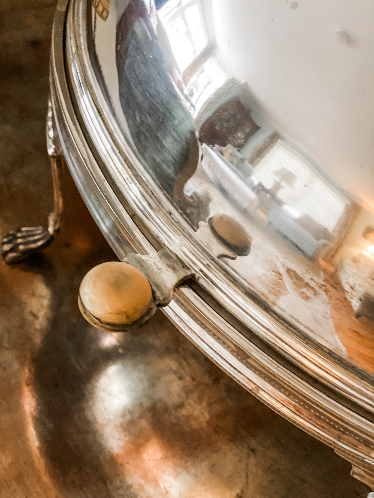 Antique Revolving Dome Silver Server (on the right )