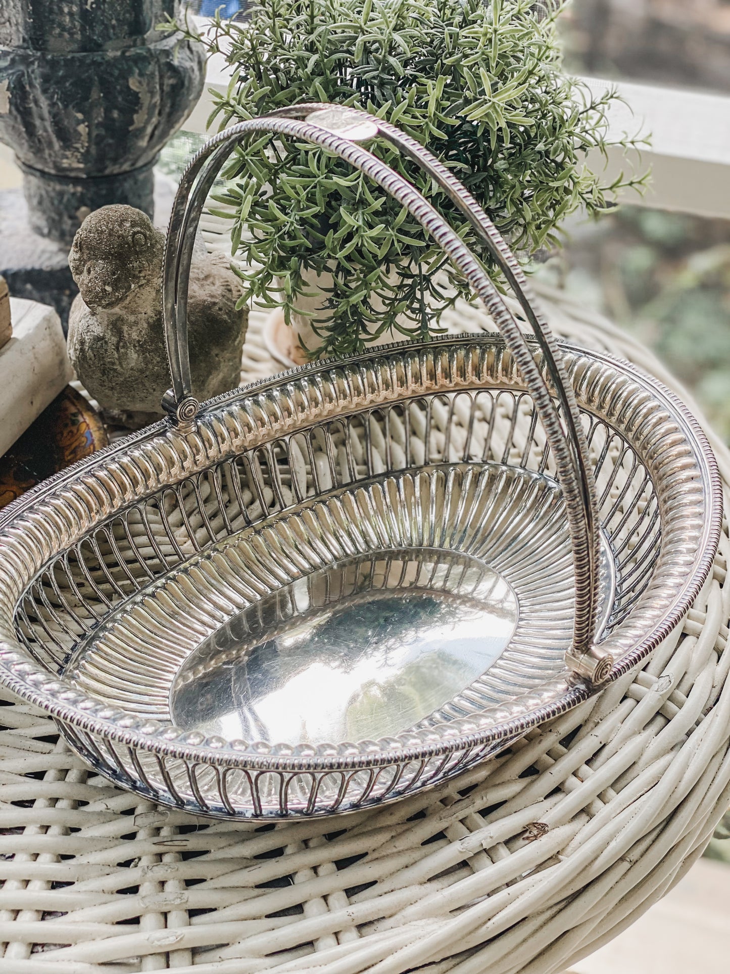 Antique Lion-Handled Basket