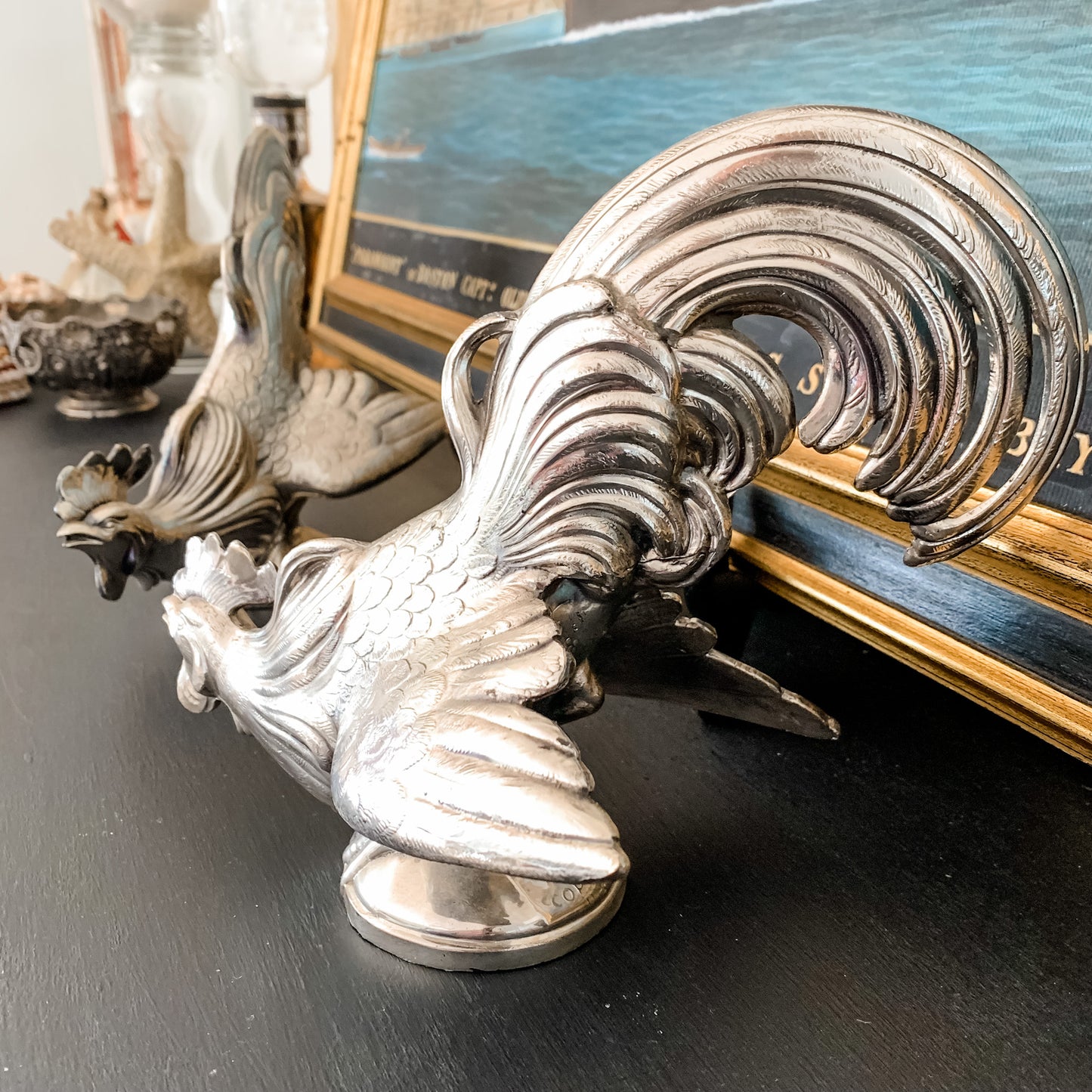 Early 1900's Silver Roosters