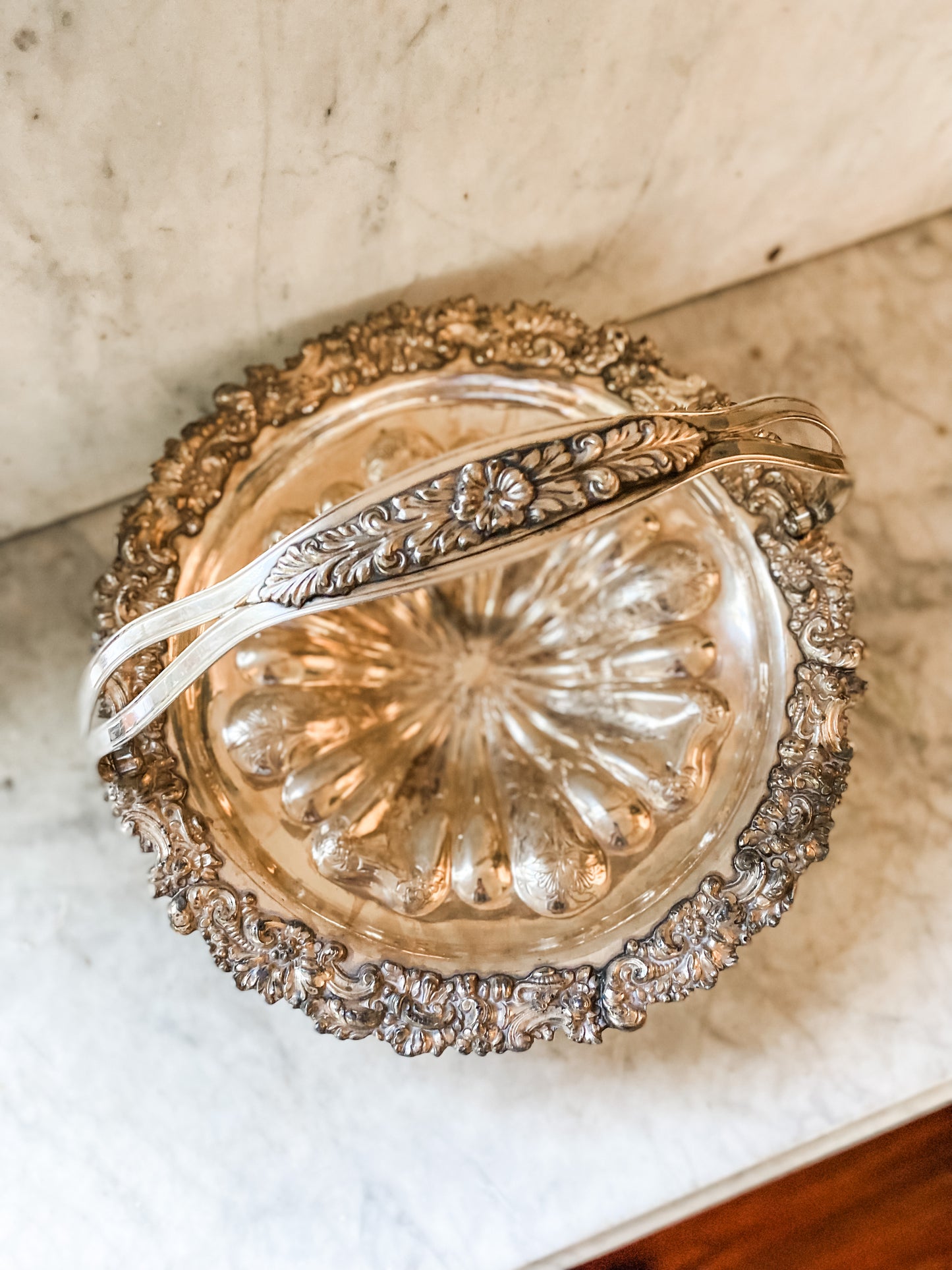 Flower Shaped Antique Silver Basket