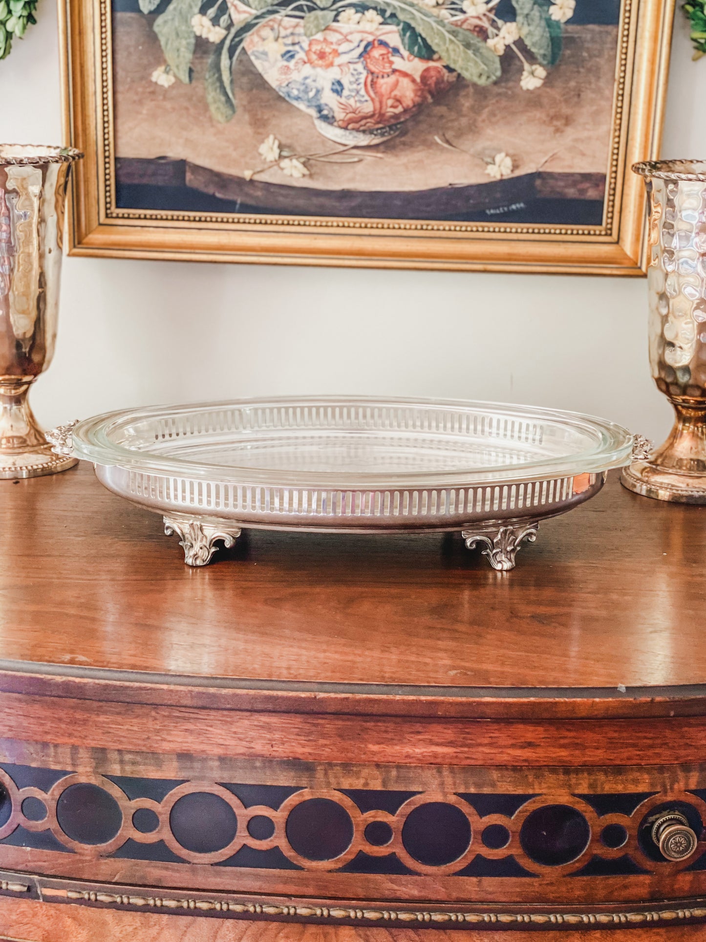 Outstanding Antique Silver Gallery Tray
