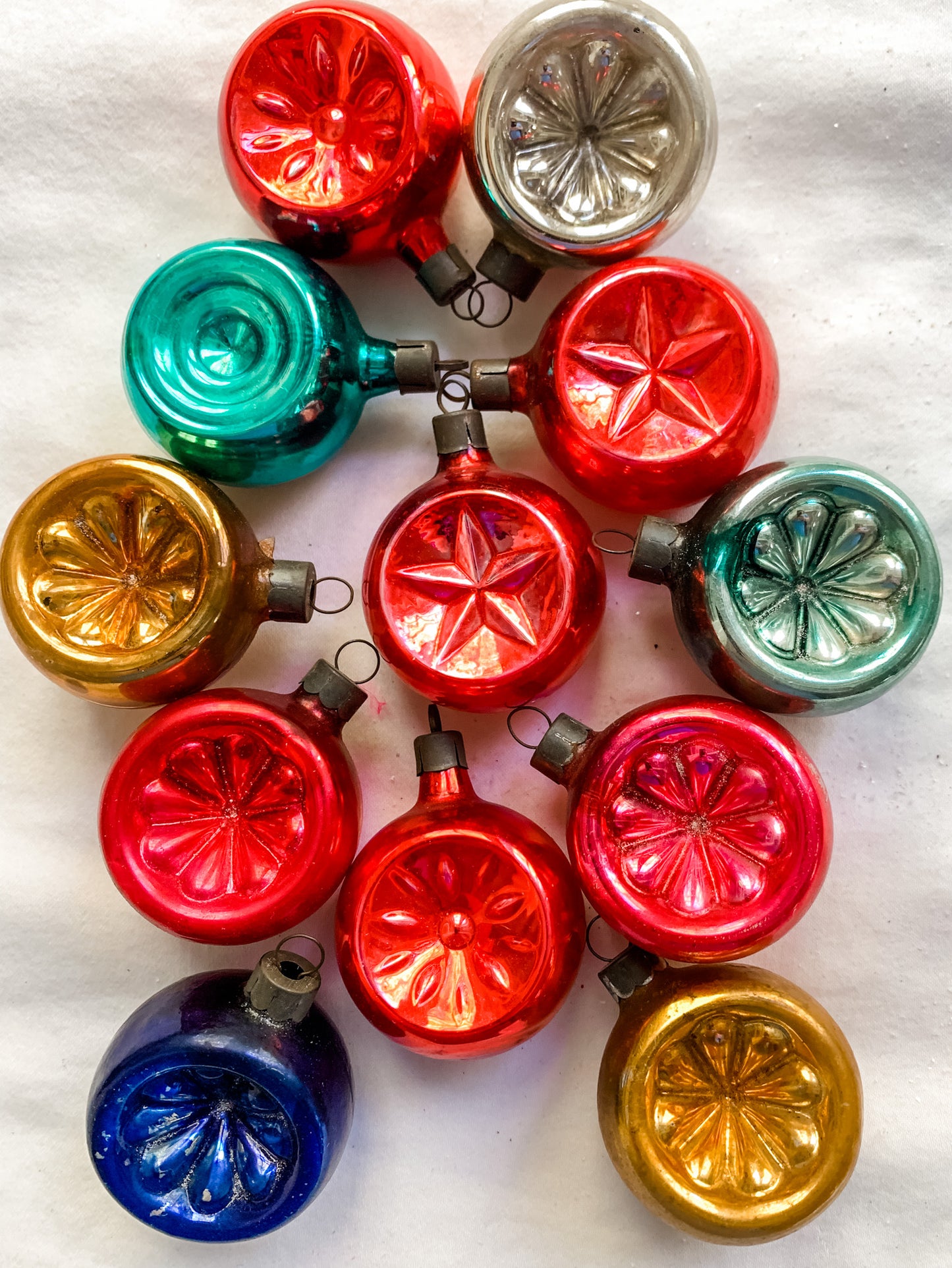 12 "Lollipop" Antique blown glass Christmas Ornaments