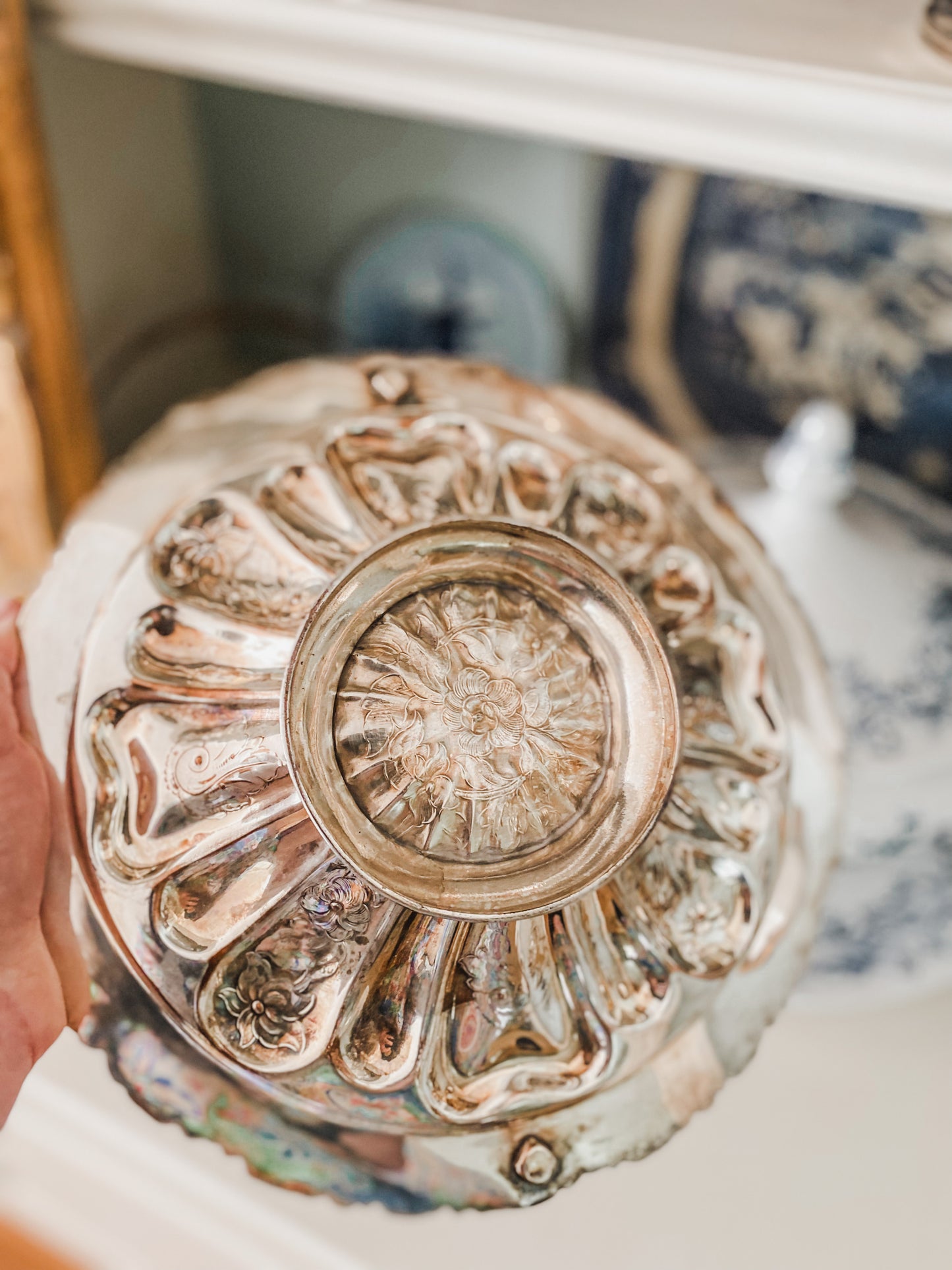 Antique Repousse Flower Bowl