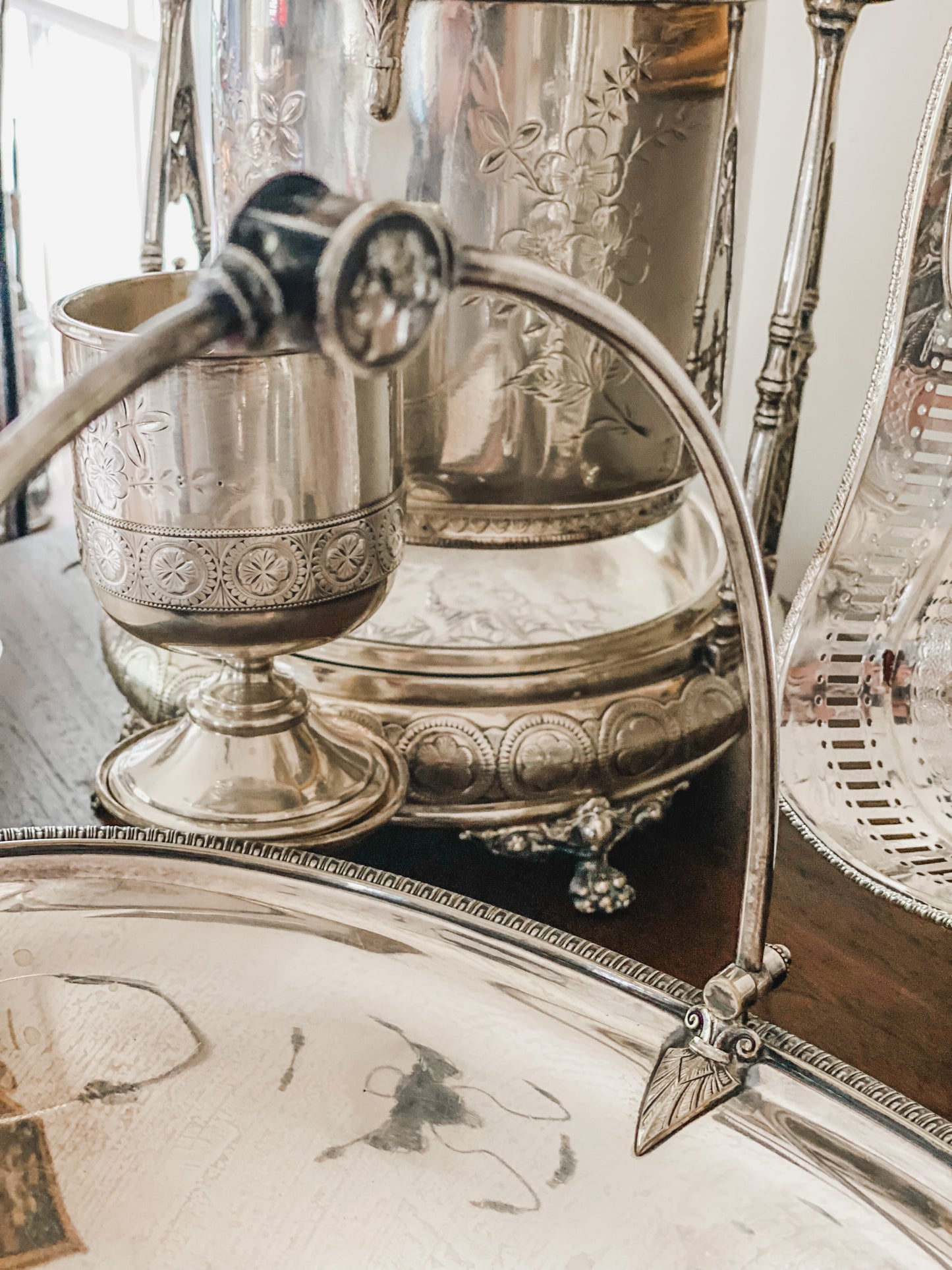 Elegant 1870 Silver Basket