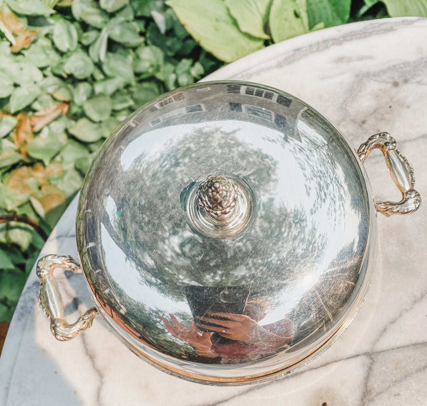 Antique Silver Dome Lid Server