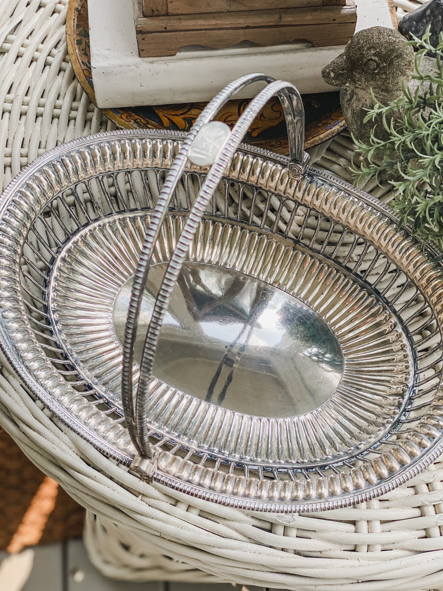 Antique Lion-Handled Basket