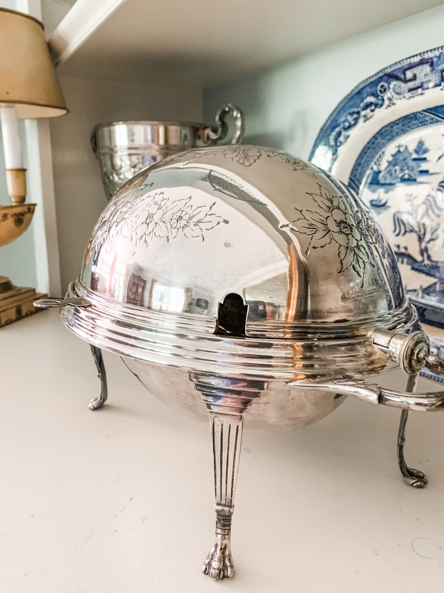 Amazing Antique English Revolving Dome Server!