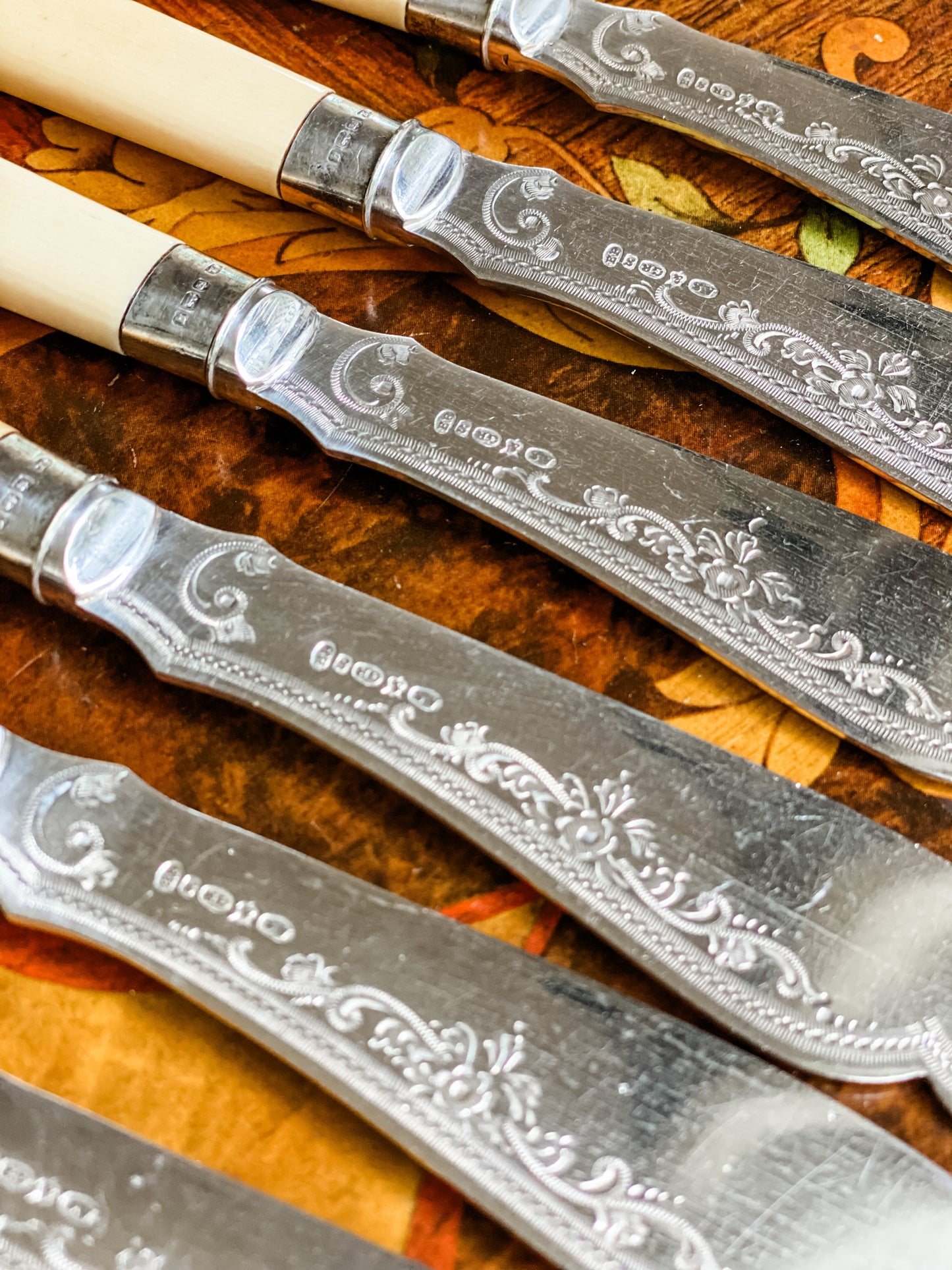 Engraved Antique English Flatware with Service for Six