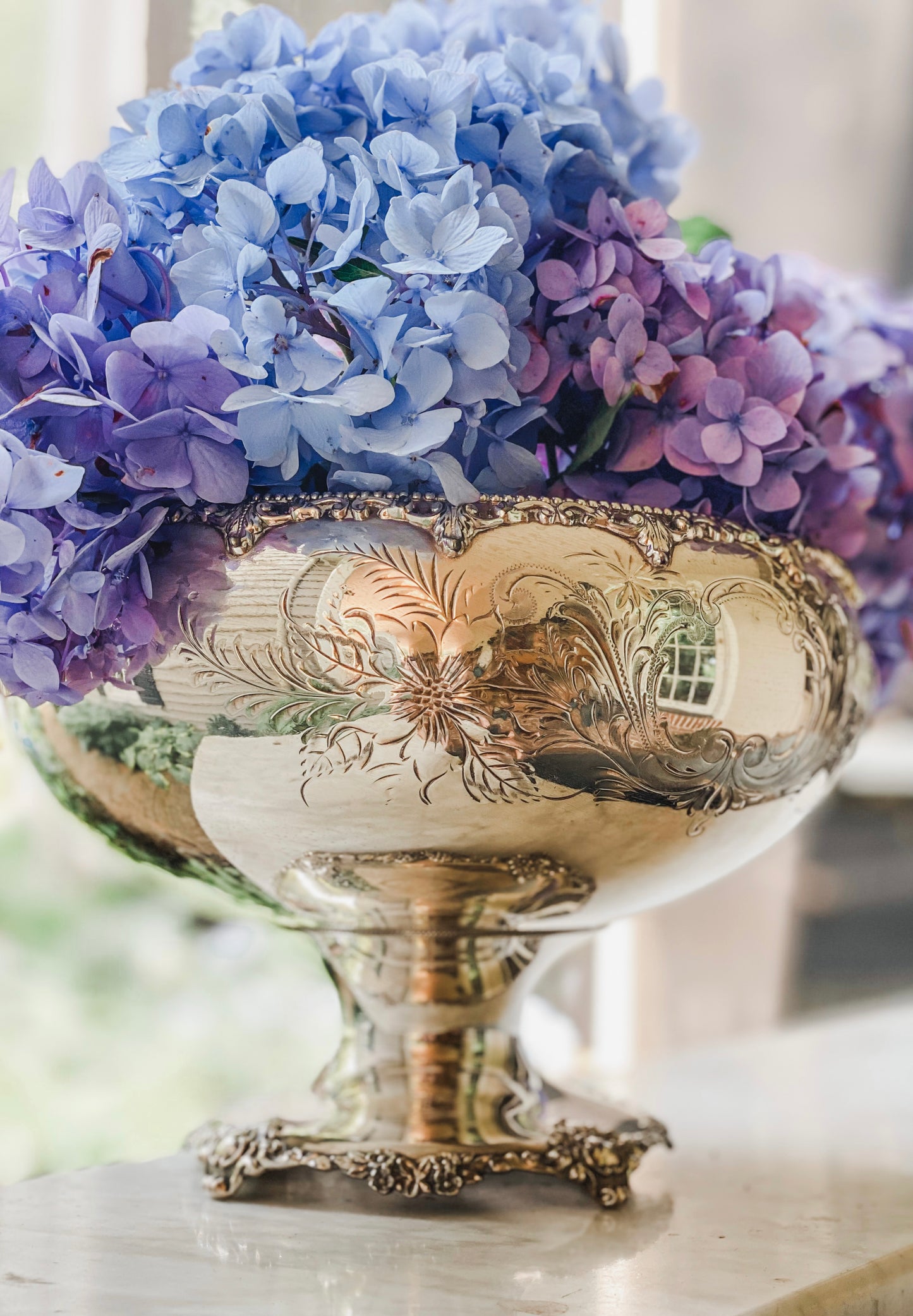 Tremendous Antique Quadrupleplate Pedestal Bowl
