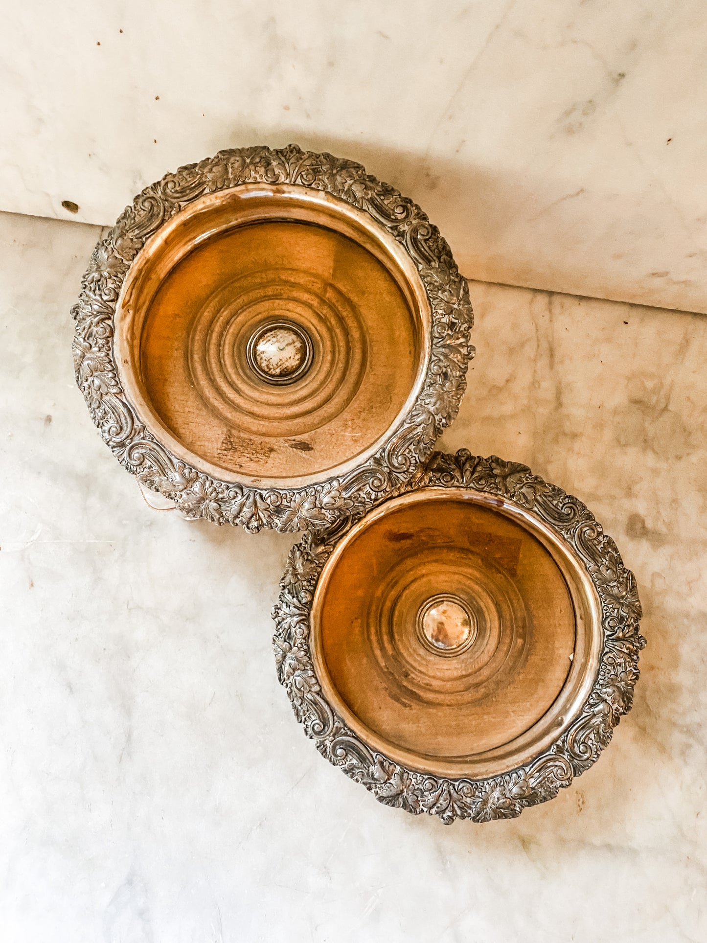 Pair of Antique Old Sheffield Plate Bottle Coasters