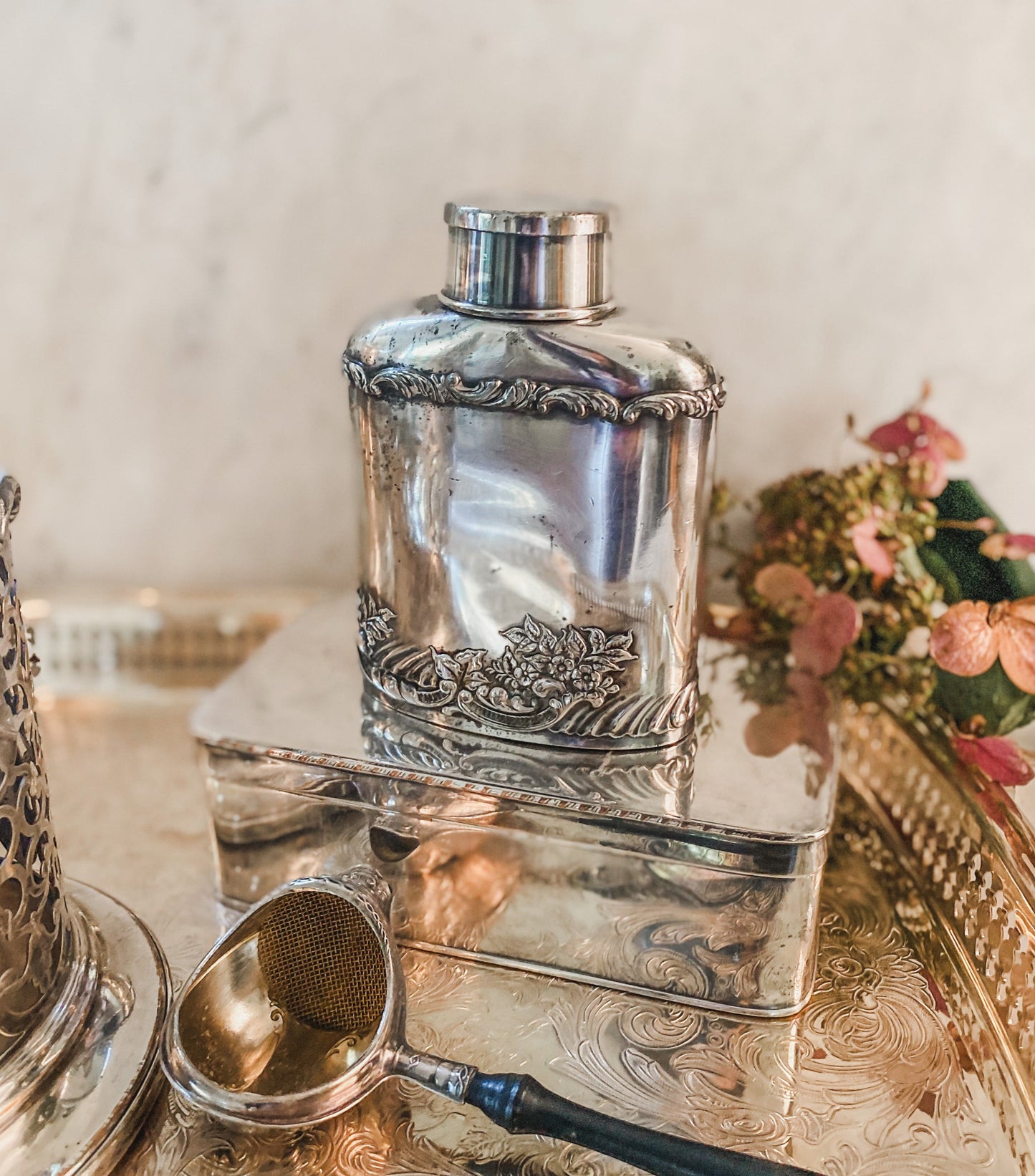 Antique Liquor Flask With Shot Glass Lid