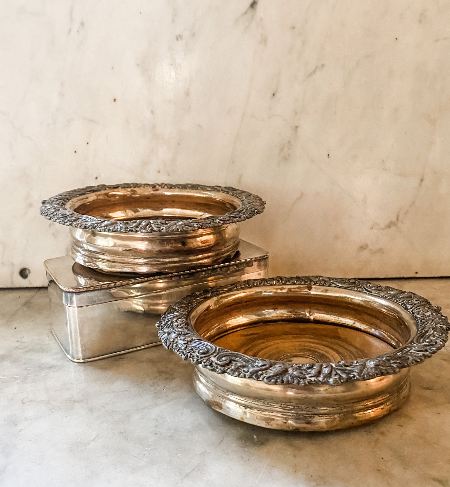 Pair of Antique Old Sheffield Plate Bottle Coasters