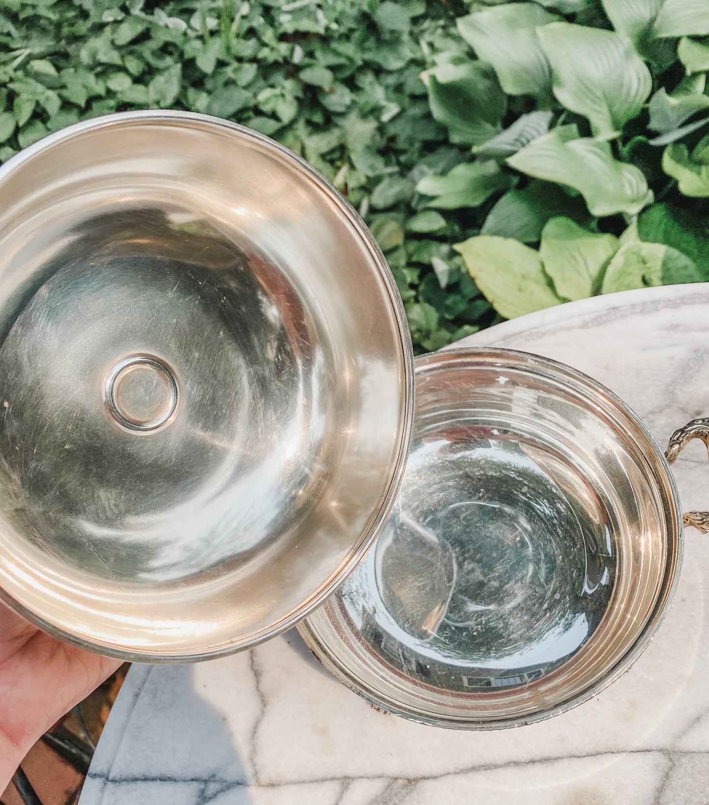 Antique Silver Dome Lid Server