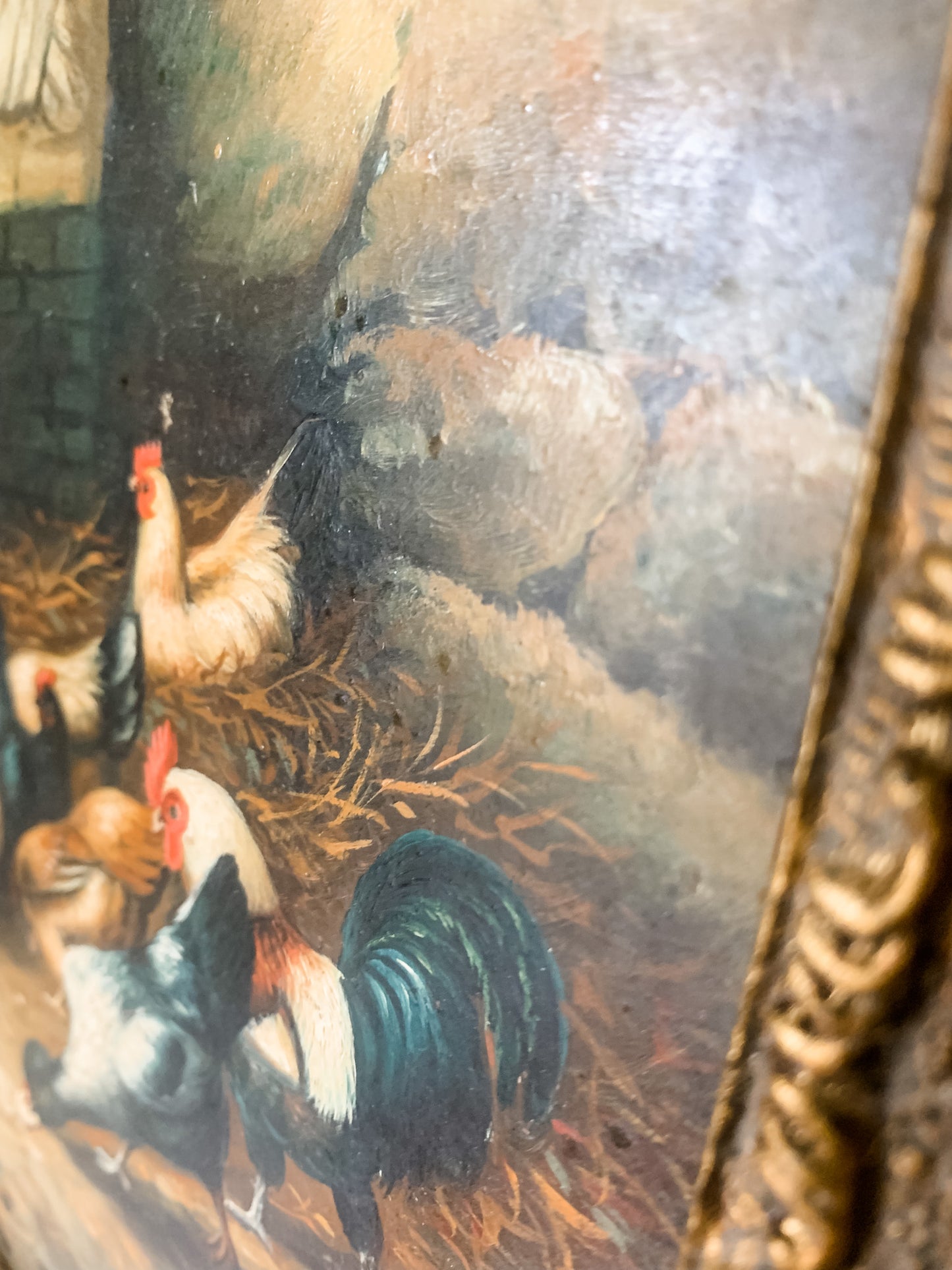 Fabulous Oil Painting of Barnyard Scene