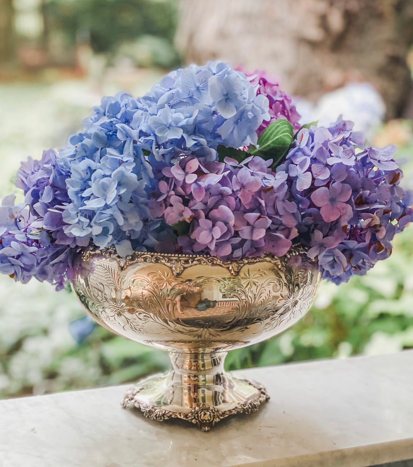 Tremendous Antique Quadrupleplate Pedestal Bowl