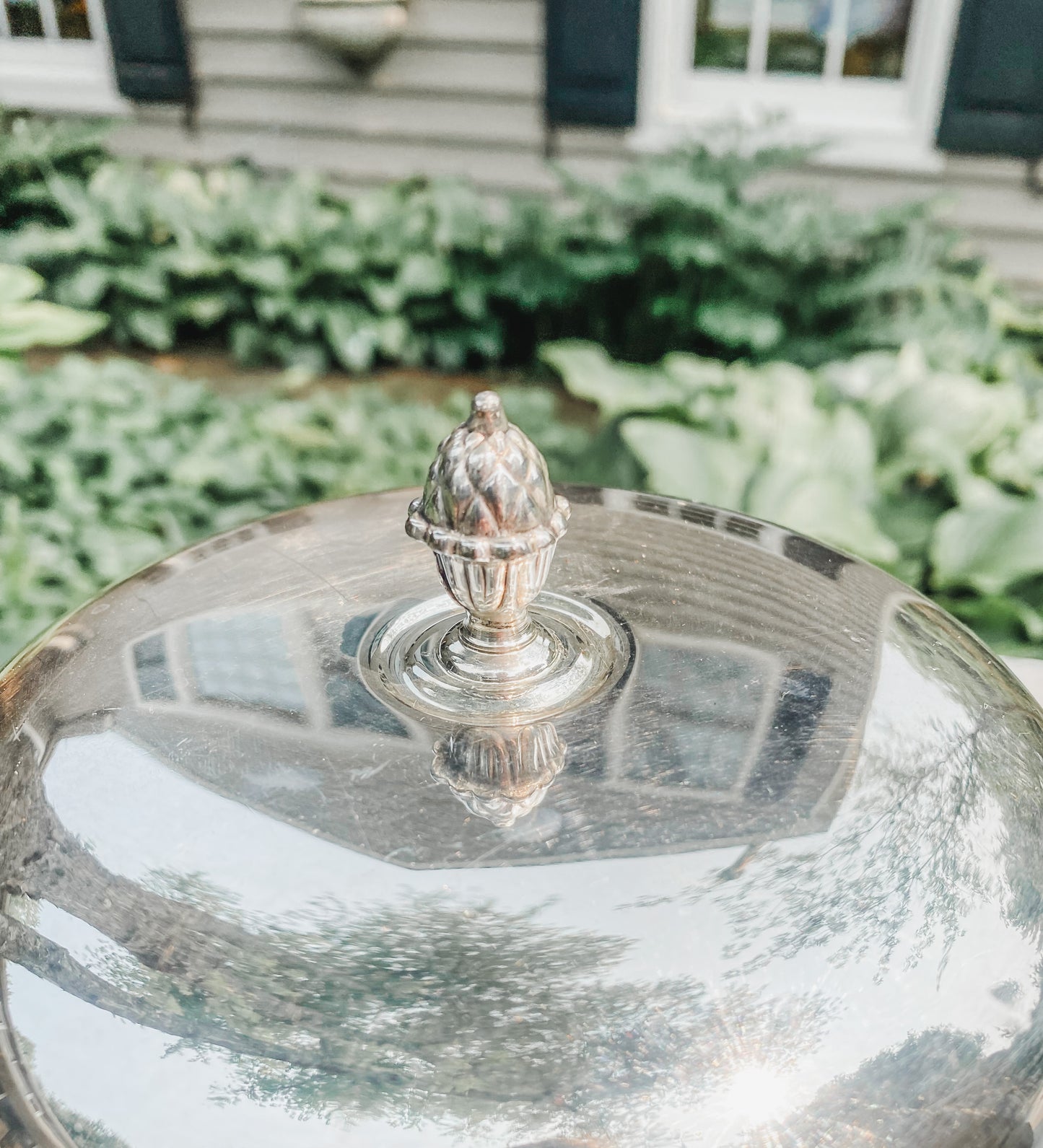 Antique Silver Dome Lid Server