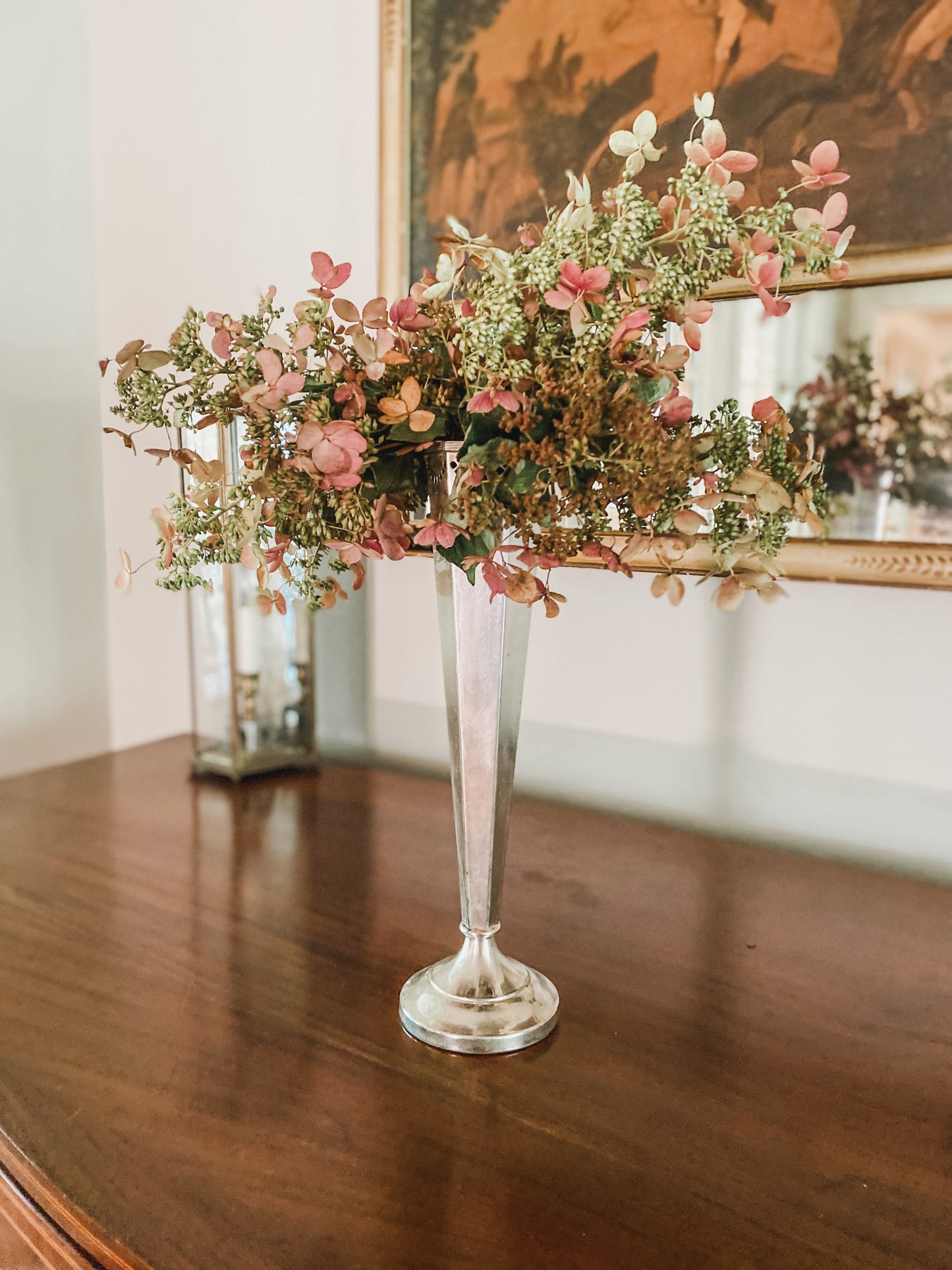 Large Silverplate Trumpet Vase