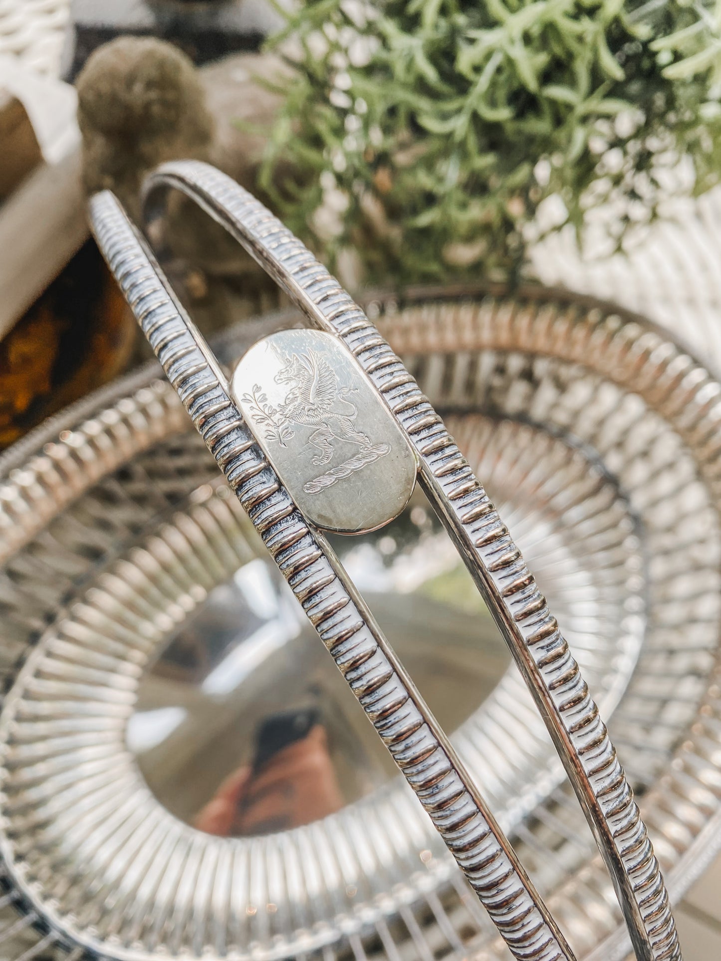 Antique Lion-Handled Basket