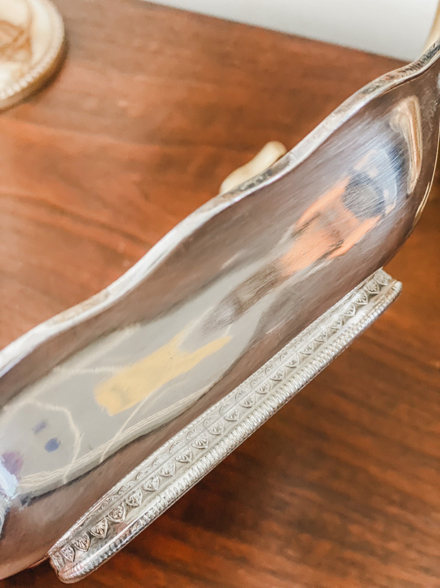 Stunning Antique Silver Tray with Bird Engraving