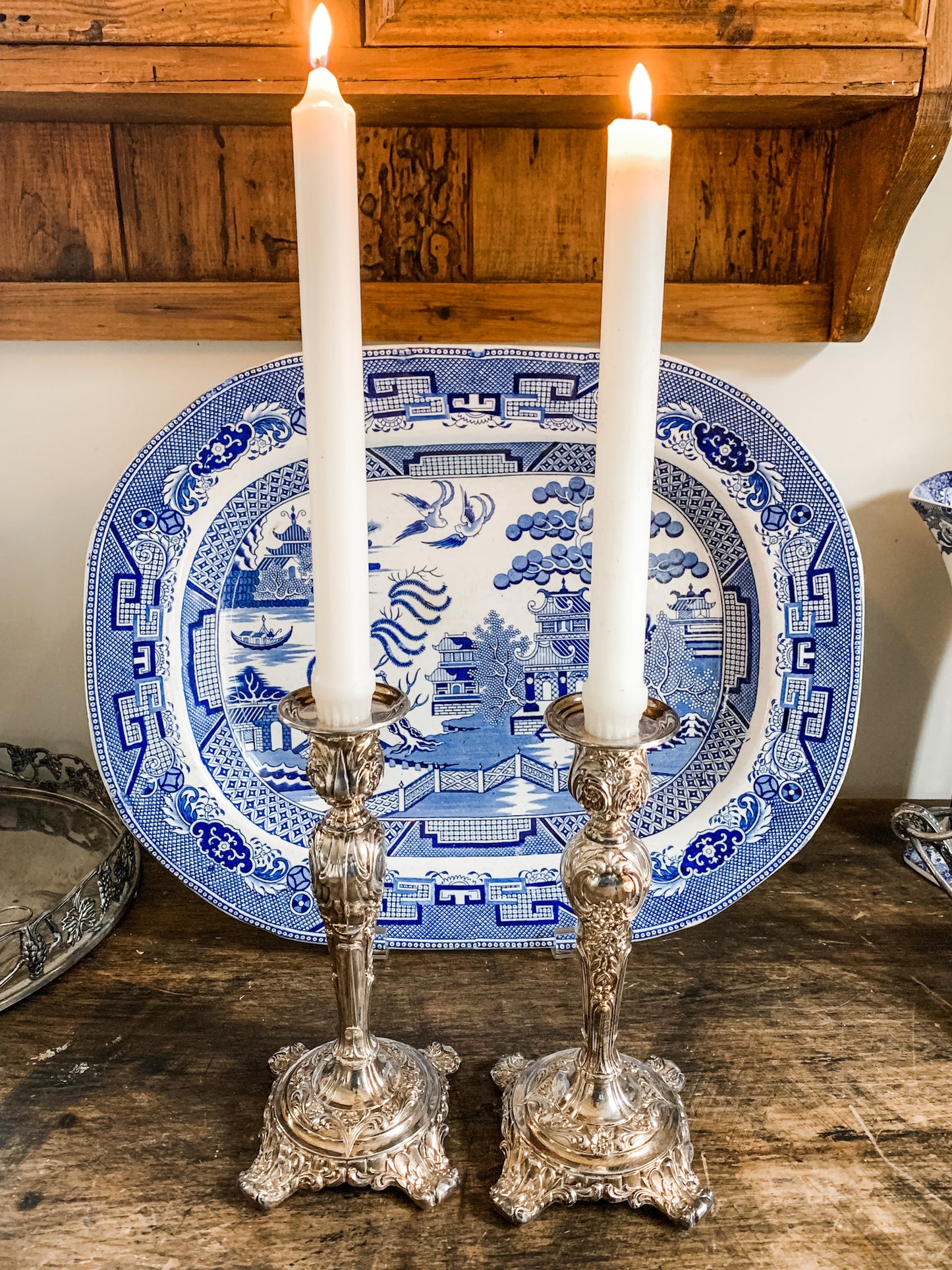 Gorgeous Antique Repousse Candlesticks